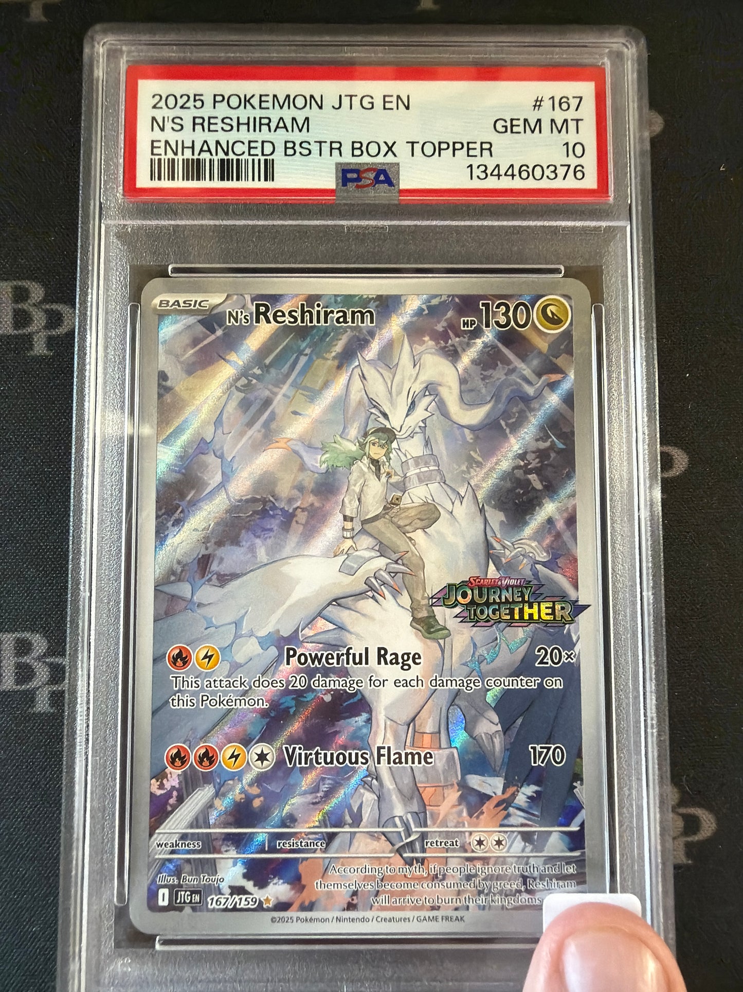 N's Reshiram Pokemon 2025 • Journey Together Illustration Rare • 167/159 • ENHANCED hater Box Topper PSA Gem Mint 10