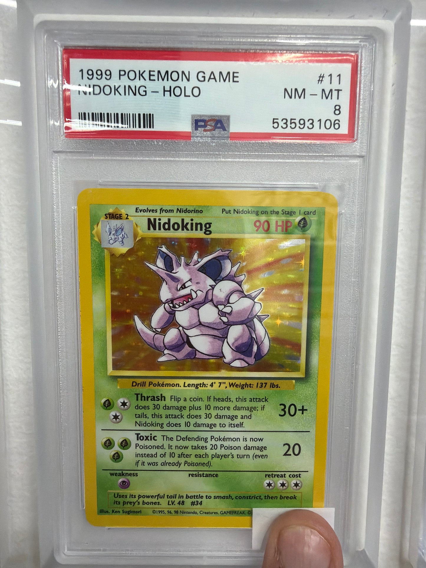 1999 POKEMON GAME NIDOKING - #11 HOLO PSA MINT 8