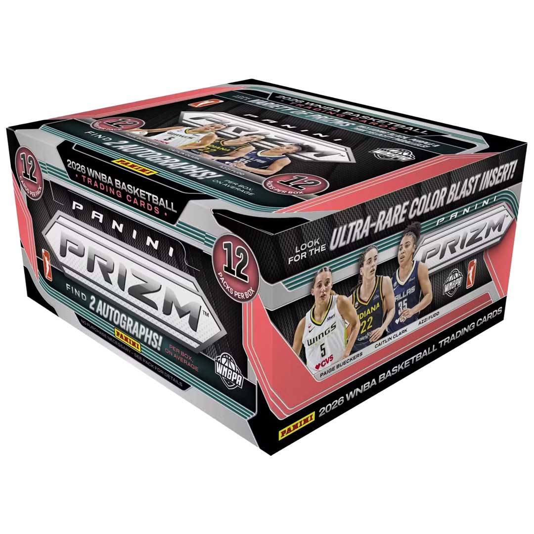Sealed 2026 Panini Prizm WNBA Basketball Hobby Box with player artwork and 12-pack packaging
