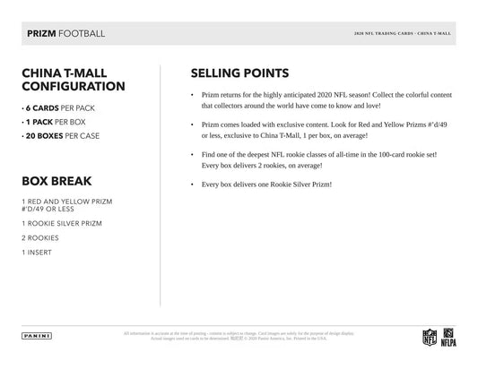 2020 Panini Prizm Football Asia Tmall Hobby Box
