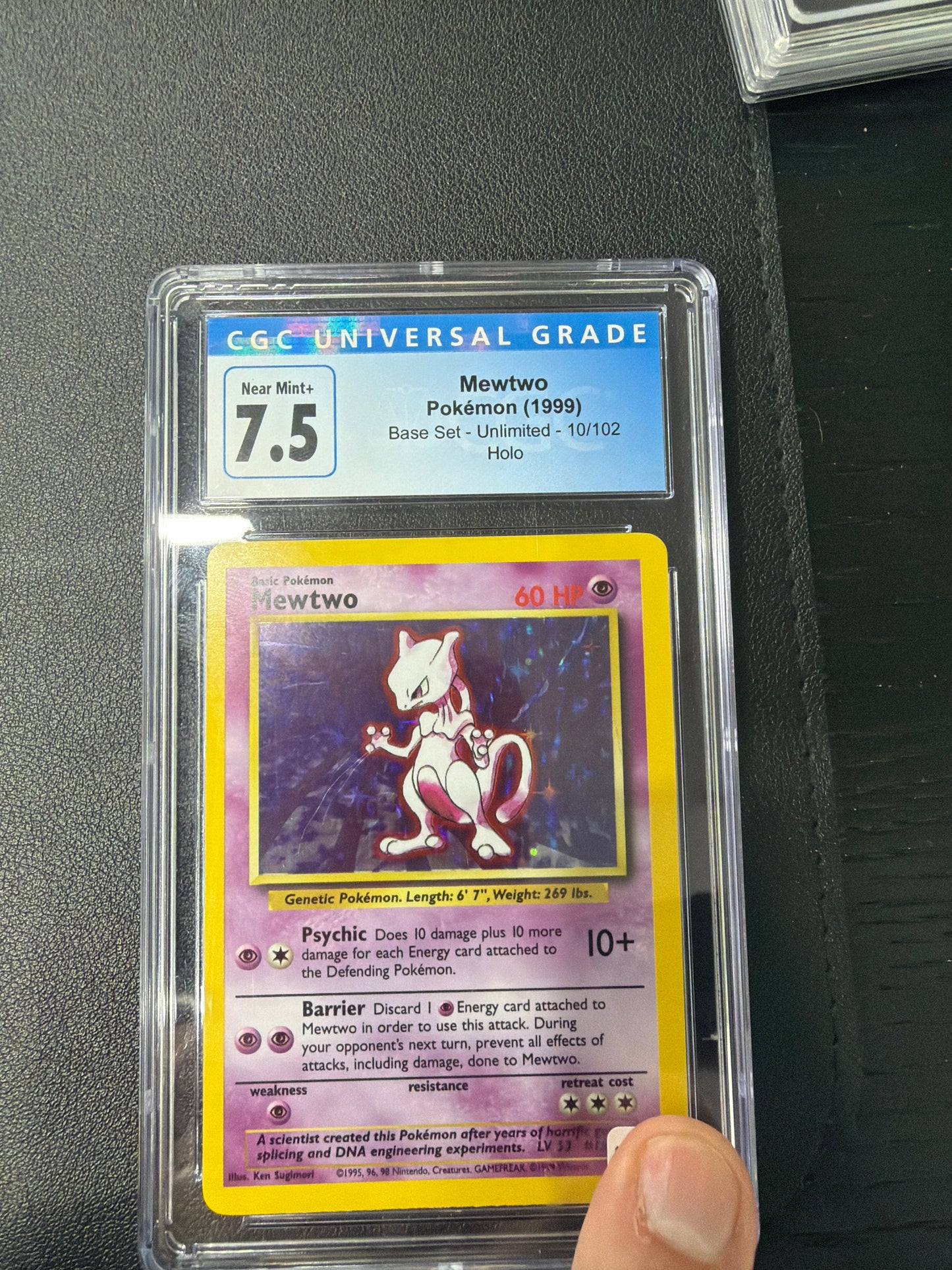 Pokemon (1999) • Mewtwo • Base Set (Unlimited) • 10/102 Holo CGC NEAR MINT+ 7.5