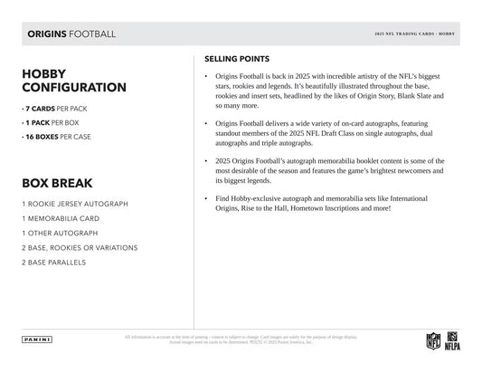 2025 Panini Origins Football Hobby Box