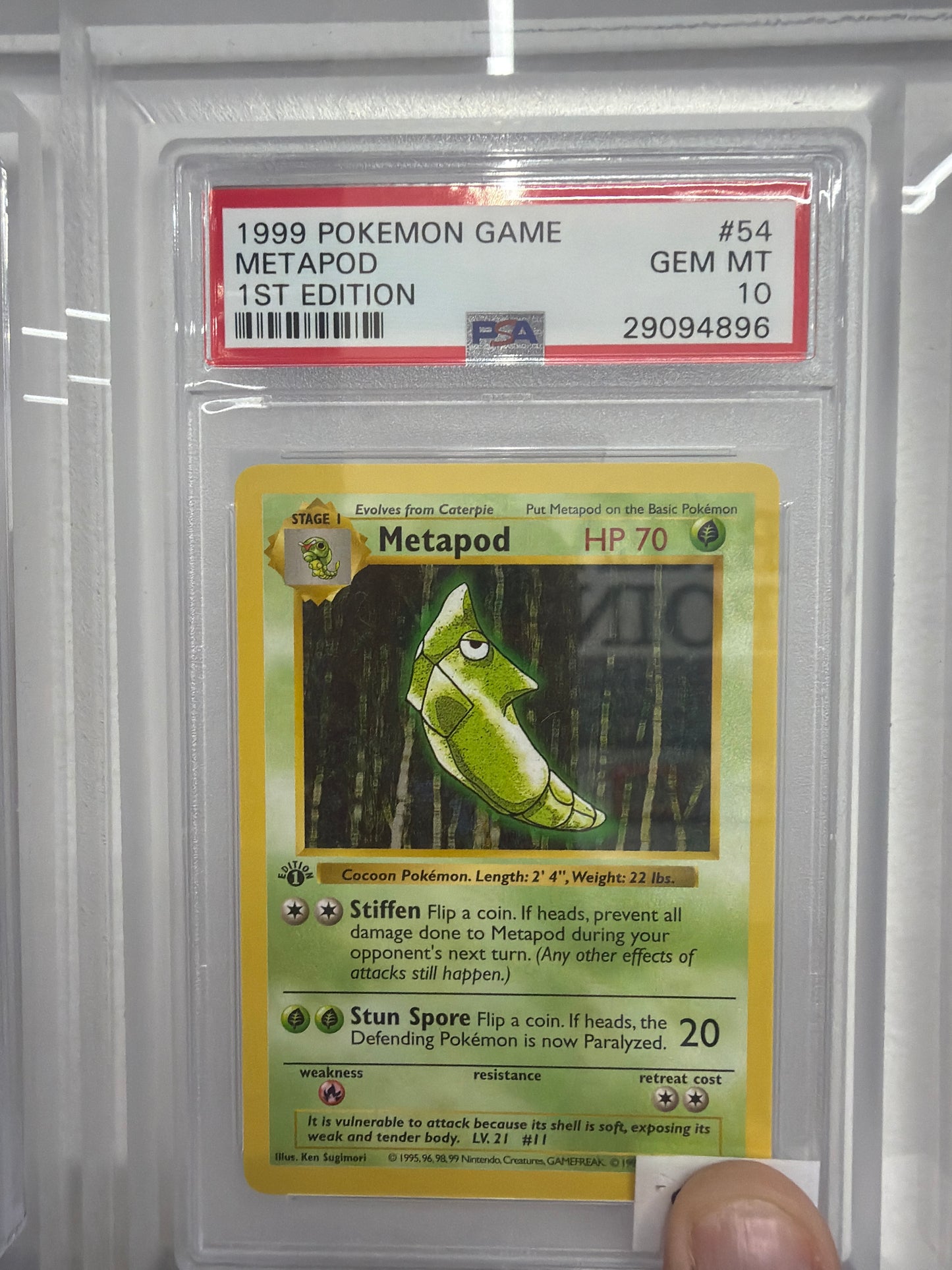 1999 POKEMON GAME METAPOD 1ST EDITION #54 GEM MINT 10