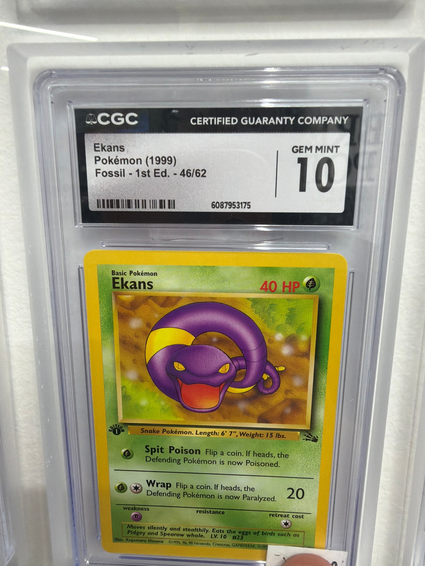 Ekans 1999 FOSSIL 1st EDITION #46 CGC GEM MINT 10