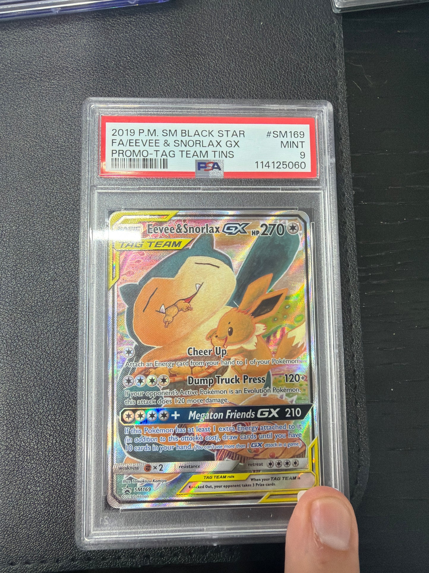 2019 P.M. SM BLACK STAR FA/EEVEE & SNORLAX GX PROMO #SM169 PSA MINT 9