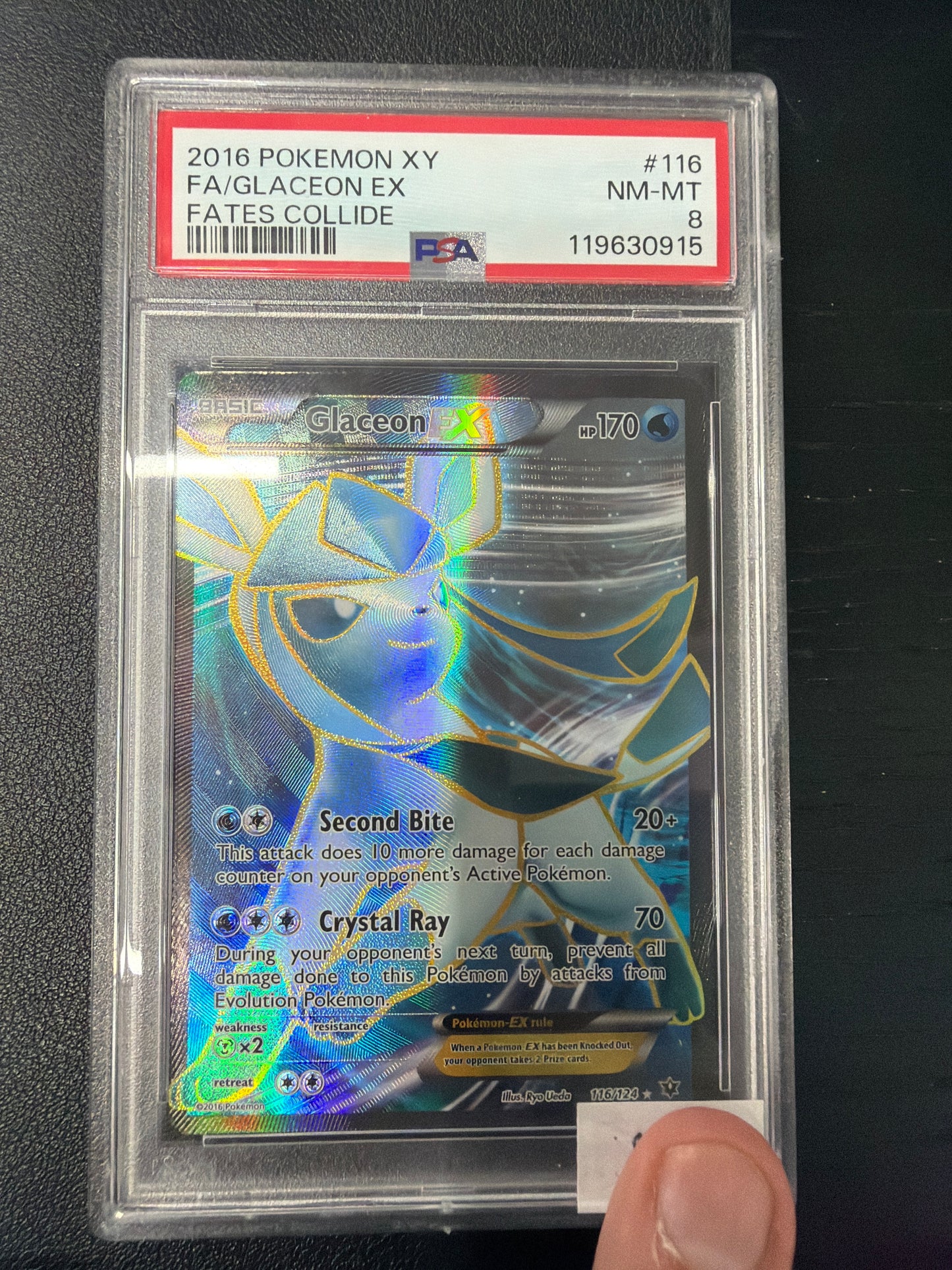 2016 POKEMON XY GLACEON FATES COLLIDE #116 PSA NEAR MINT 8