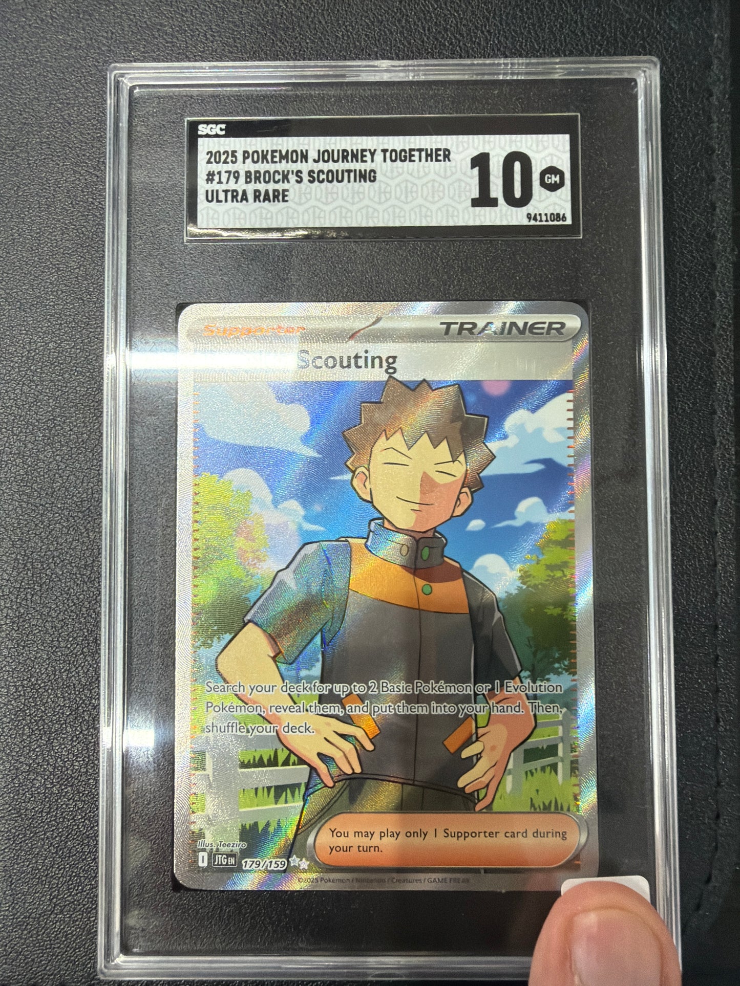 2025 POKEMON JOURNEY TOGETHER #179 BROCKS SCOUTING ULTRA RARE SGC 10
