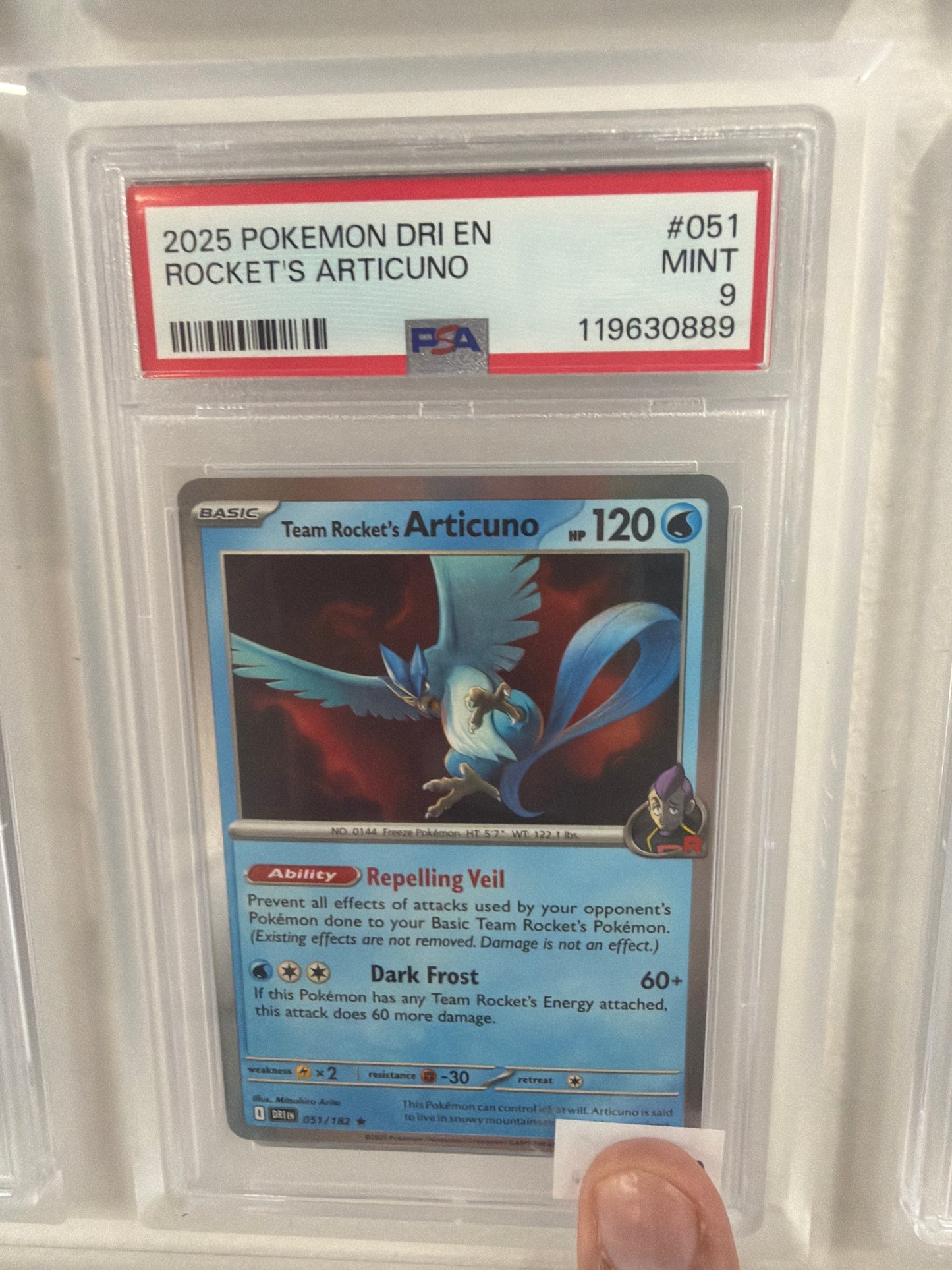 2025 POKEMON DRI EN TEAM ROCKET ARTICUNO #051 PSA MINT 9