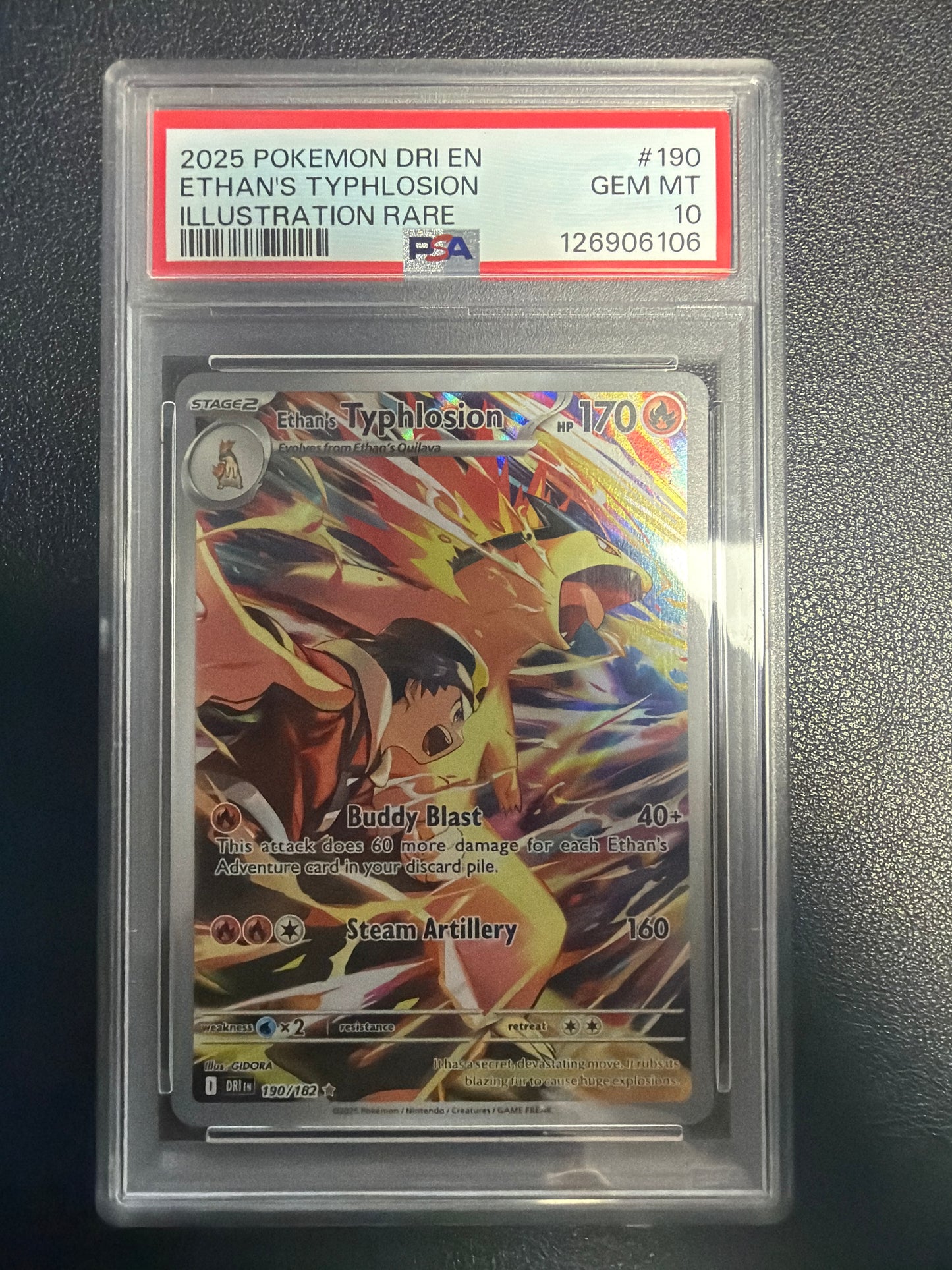 2025 POKEMON DRI EN ETHAN’S TYPHLOSION ILLUSTRATION RARE #190 PSA GEM MINT 10