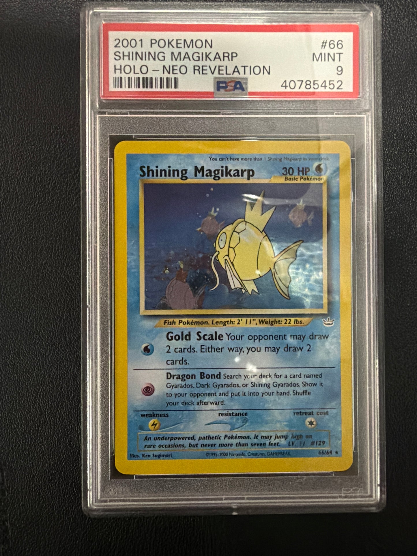 2001 POKEMON SHINING MAGIKARP HOLO- NEO REVELATIONS #66 PSA MINT 9
