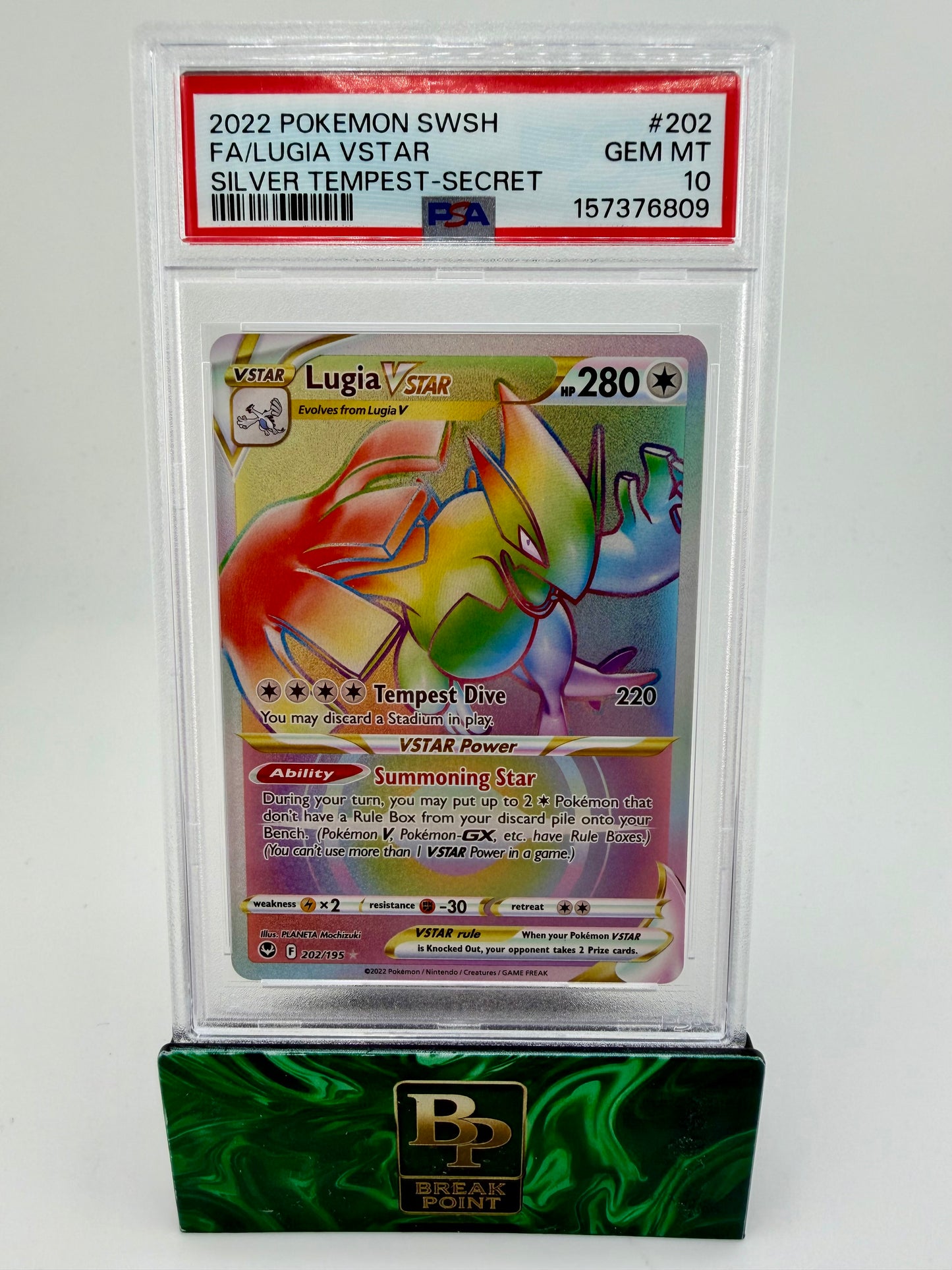 2022 POKEMON SWSH FA/LUGIA VSTAR SILVER TEMPEST-SECRET #202 PSA GEM MINT 10