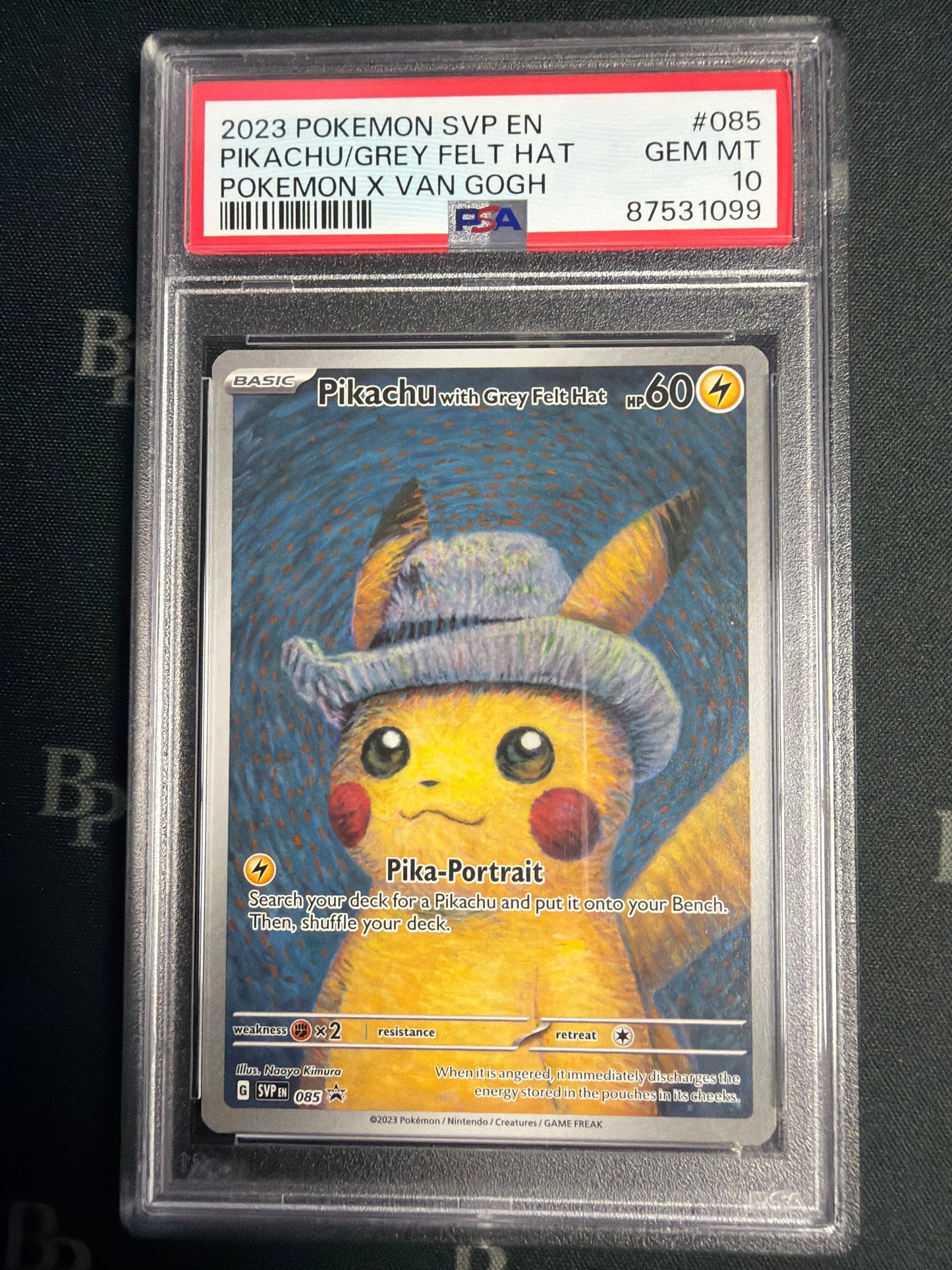 2023 POKEMON SVP EN PIKACHU/GREY FELT HAT POKEMON X VAN GOGH #085 PSA GEM MINT 10
