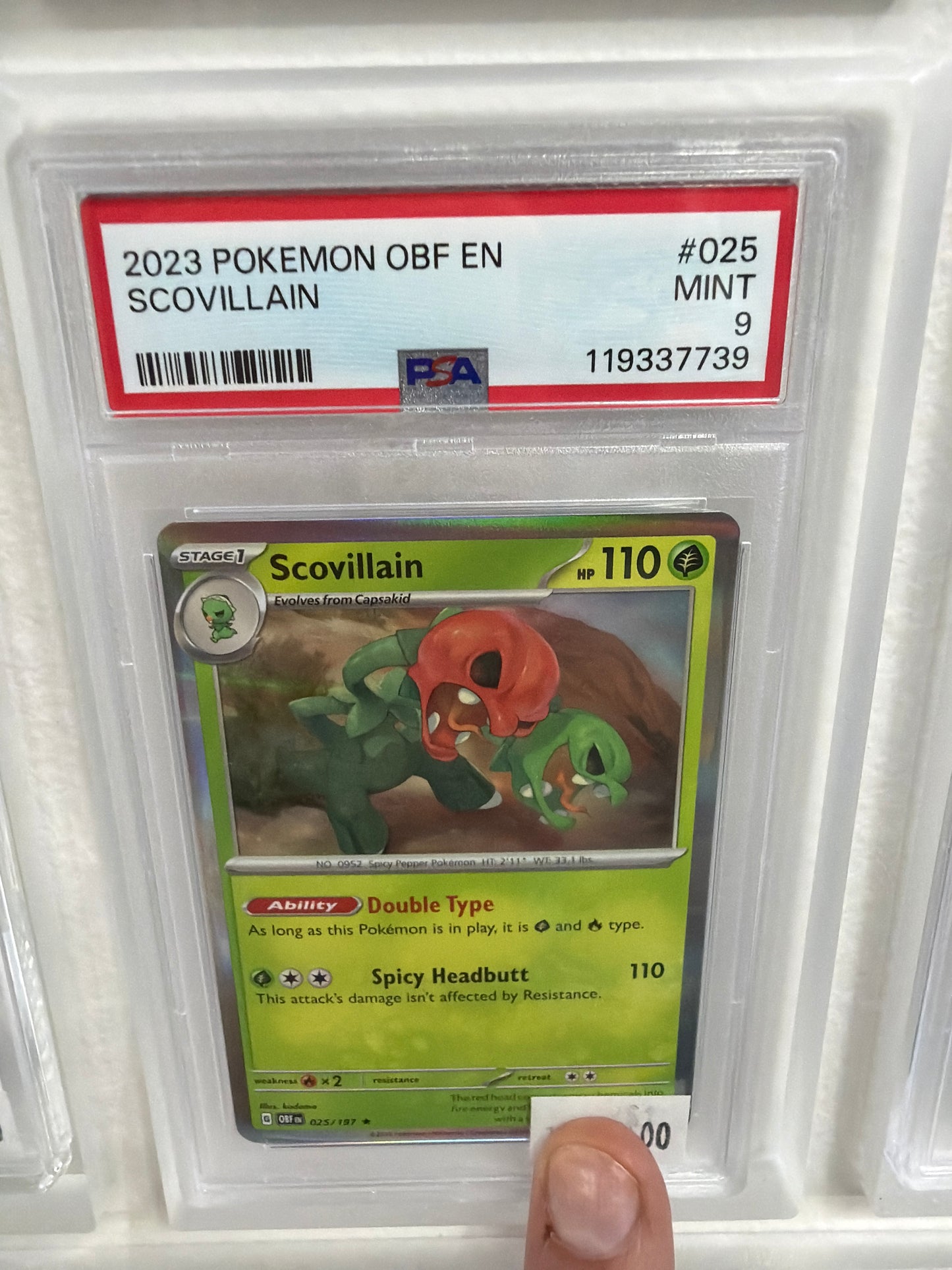 2023 POKEMON OBF EN-OBSIDIAN FLAMES #025 SCOVILLAIN PSA MINT 9