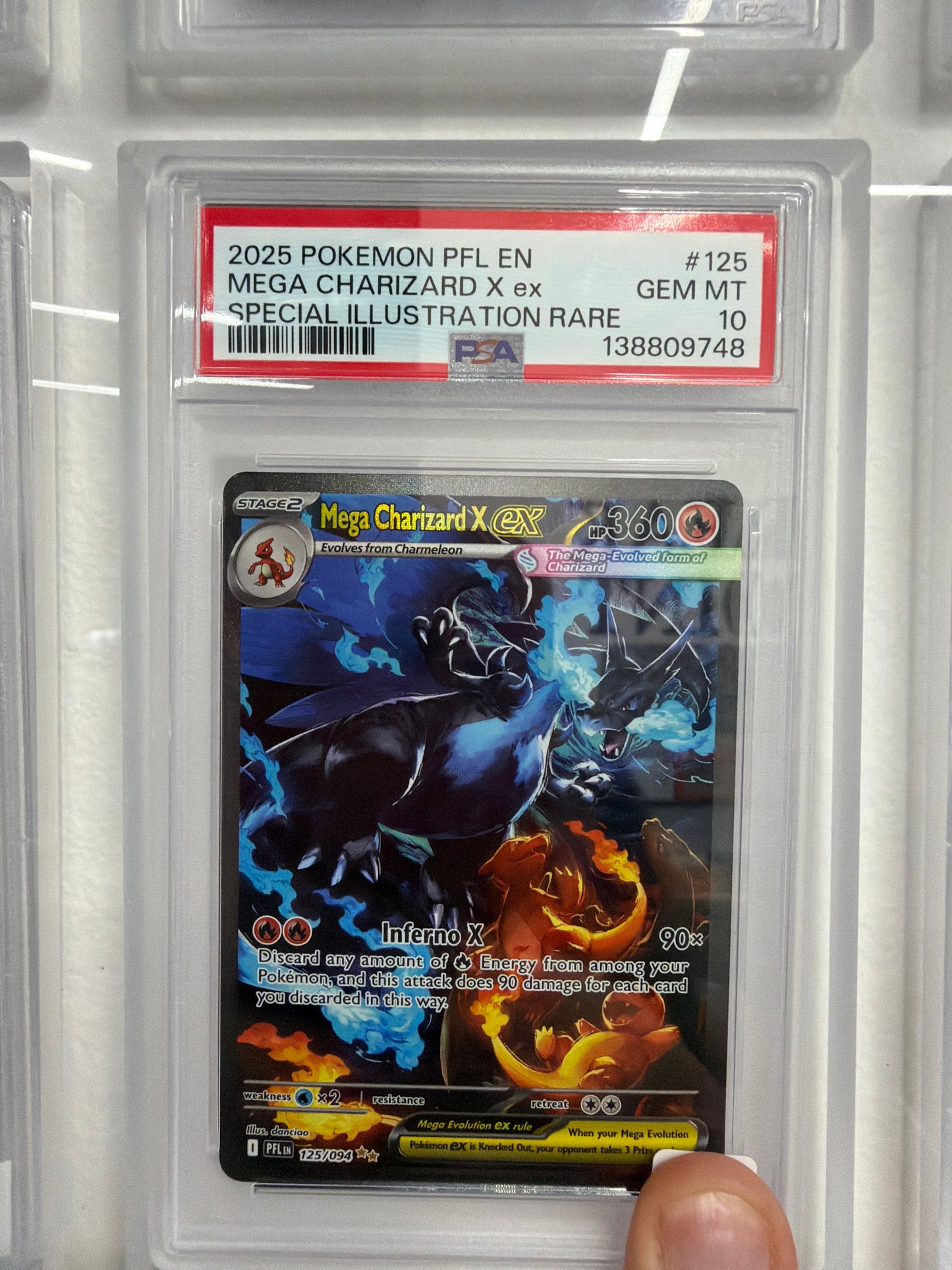 2025 POKEMON PFL EN MEGA CHARIZARD X EX SPECIAL ILLUSTRATION RARE #125 PSA GEM MINT 10