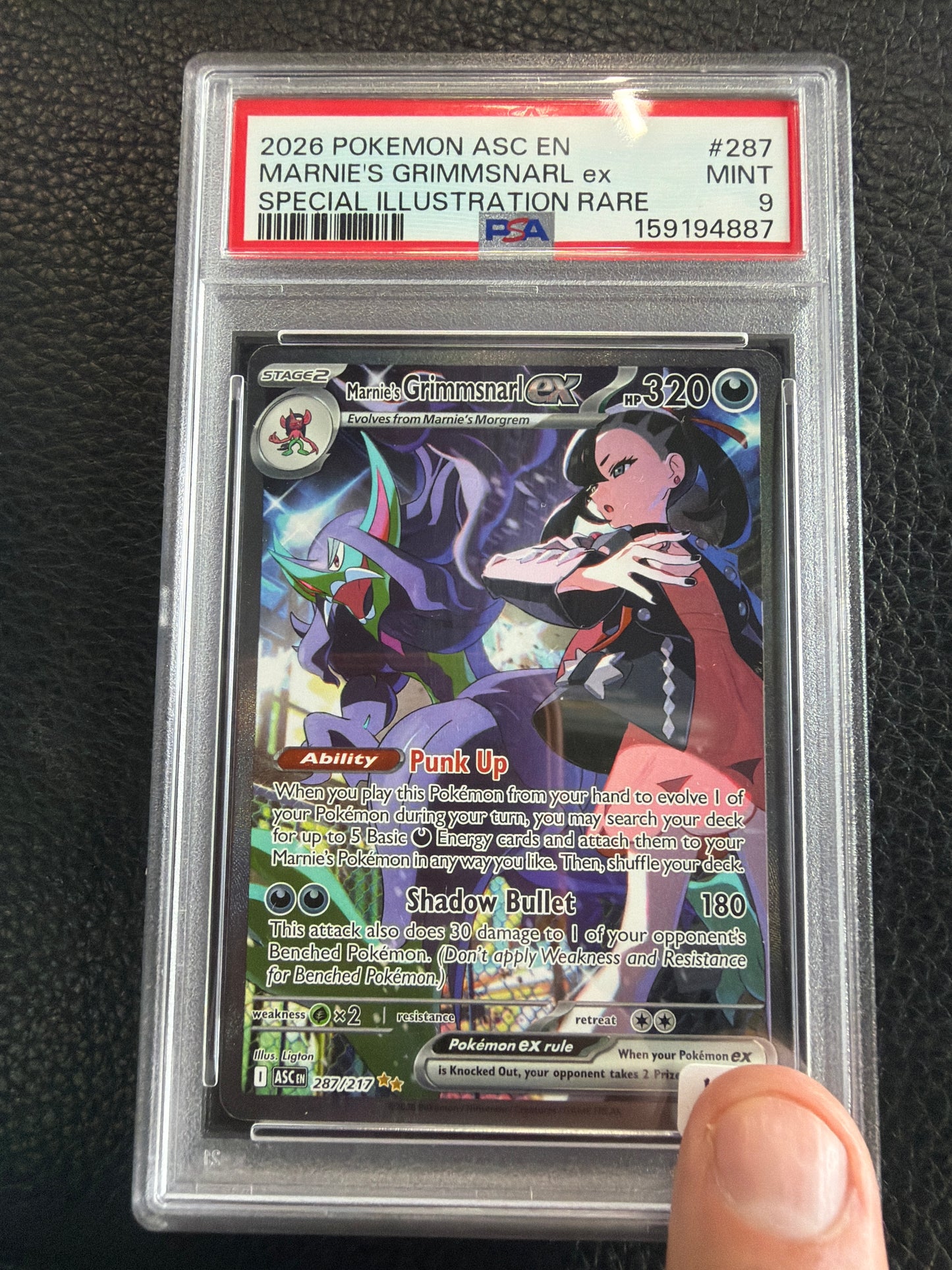 2026 POKEMON ASC EN MARINE’S GRIMMSNARL EX SPECIAL ILLUSTRATION RARE #287 PSA MINT 9