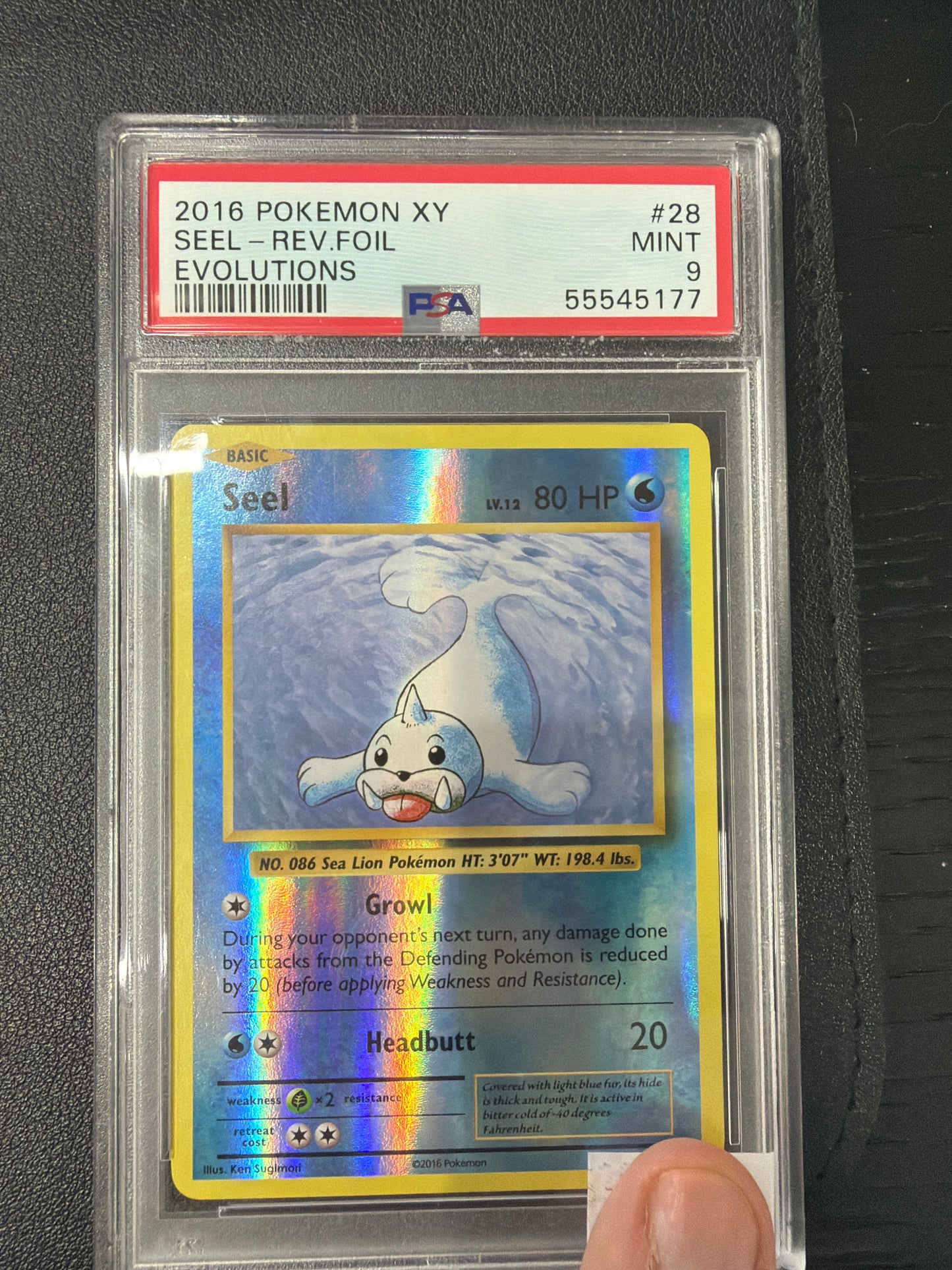 2016 POKEMON XY EVOLUTIONS #28 SEEL-REV.FOIL EVOLUTIONS PSA MINT 9