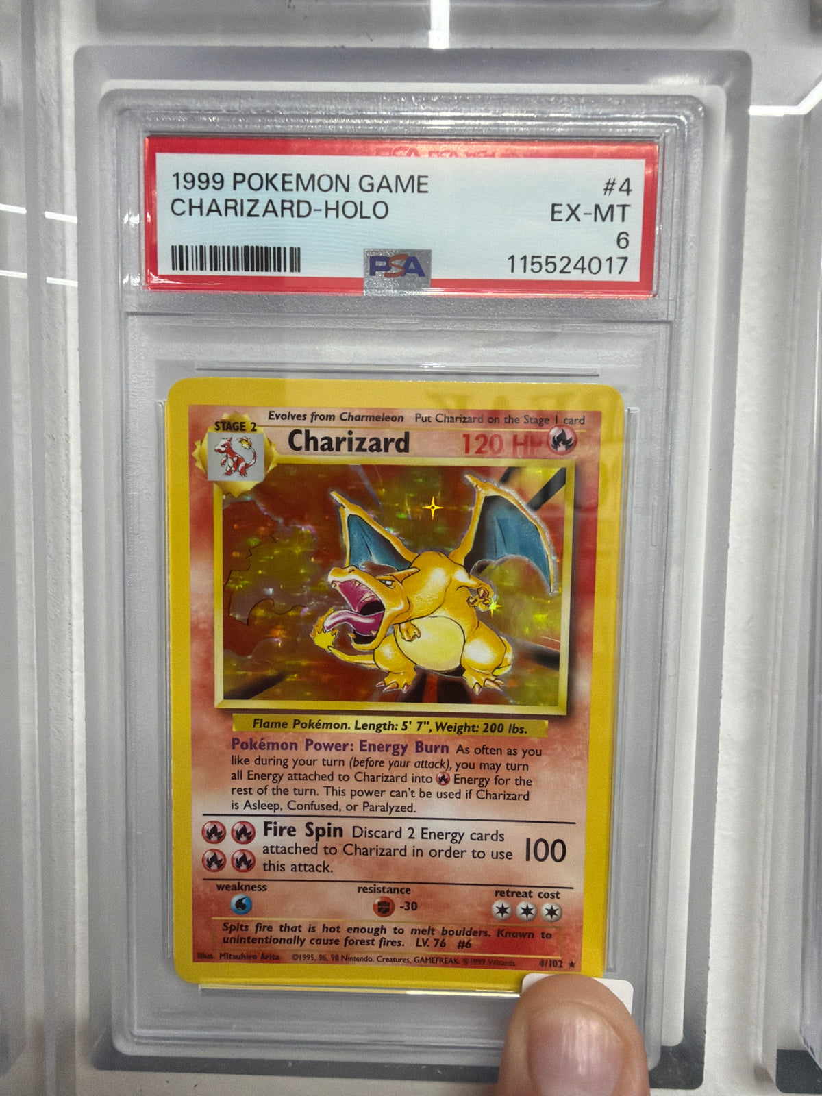 1999 POKEMON GAME CHARIZARD HOLO #4 PSA EX-MI
