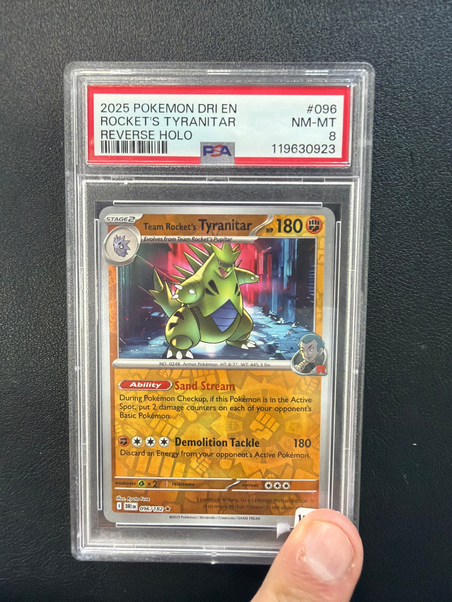 2025 POKEMON DRI EN TRYANITAR REVERSE HOLO #096 PSA MINT 8