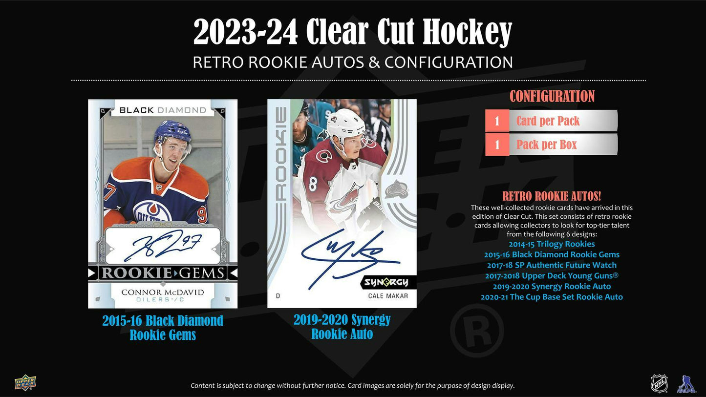 2023/24 Upper Deck Clear Cut Hockey Hobby 15-Box Case