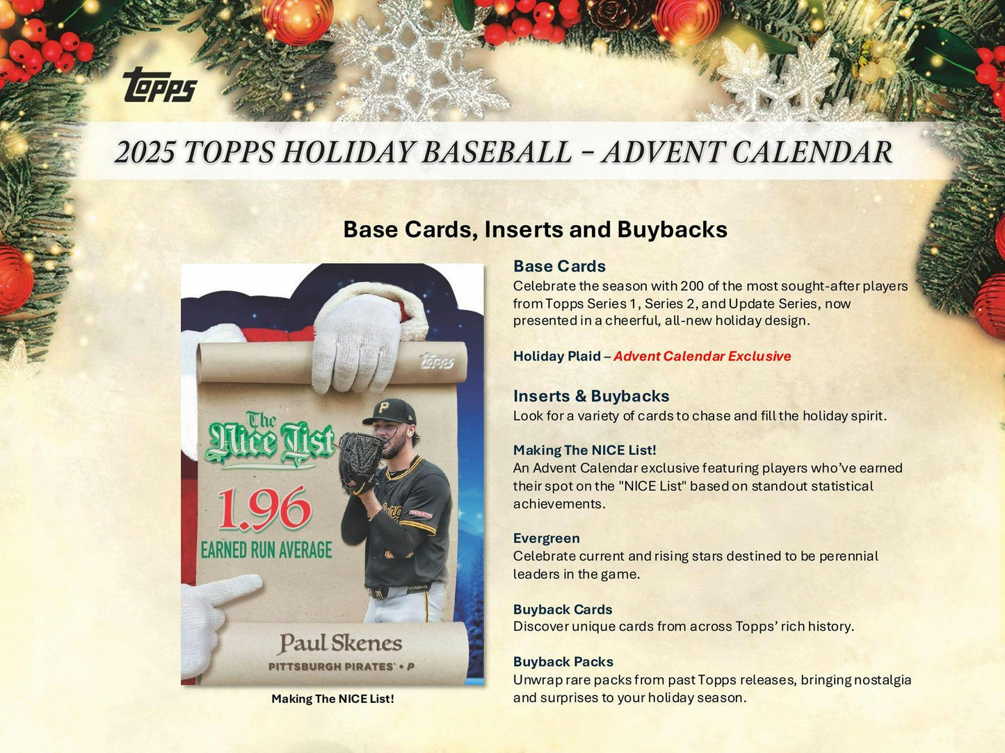 2025 Topps Holiday Baseball Advent Calendar Box