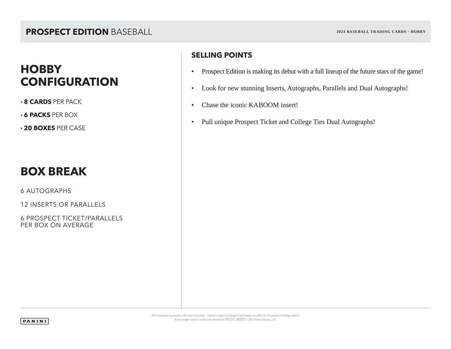 2024 Panini Prospect Edition Baseball Hobby Box