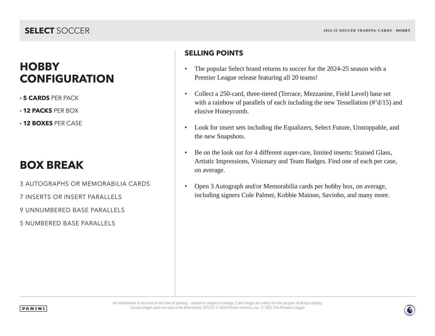 2024/25 Panini Select Premier League EPL Soccer Hobby Box