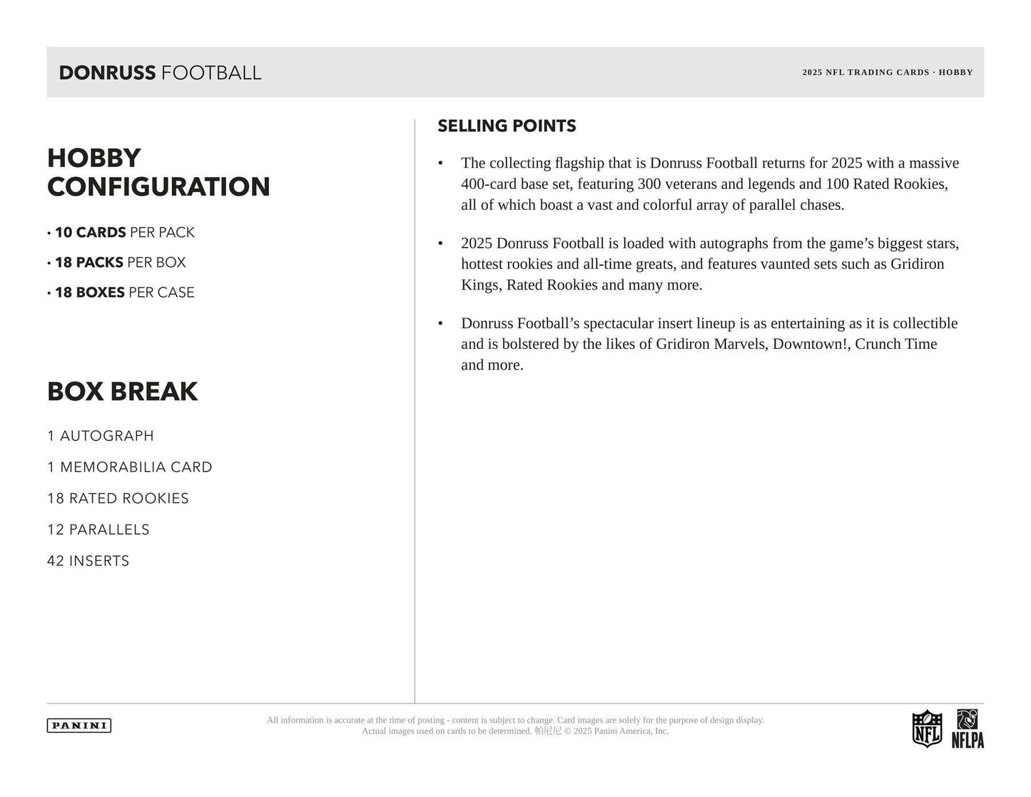 2025 Panini Donruss Football Hobby Box