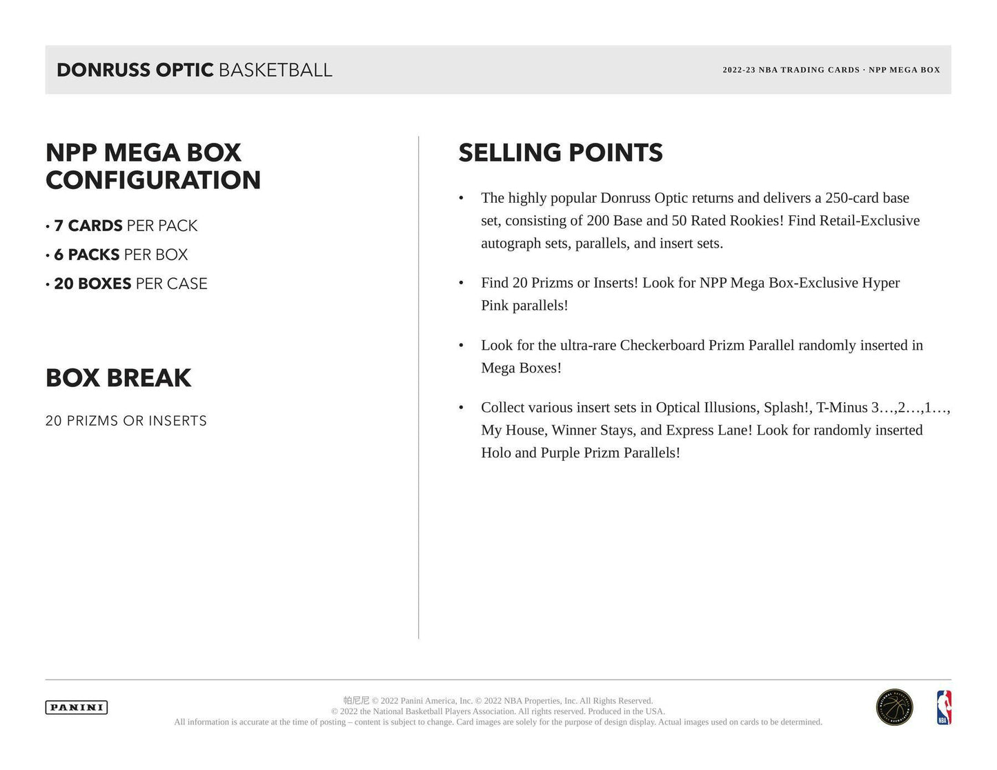 2022/23 Panini Donruss Optic Basketball Mega Box (Hyper Pink Prizms)