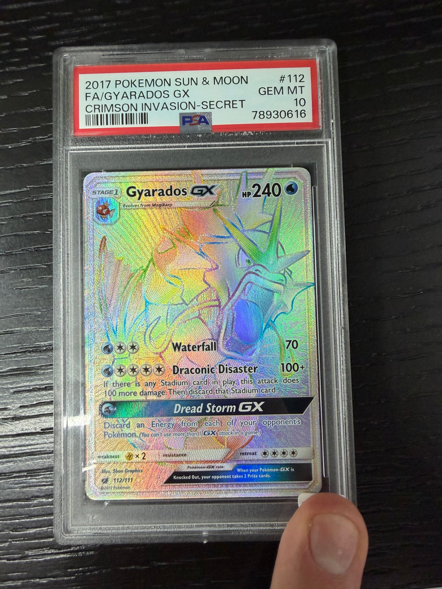 2017 POKEMON SUN AND MOON GYRADOS GX CRIMSON INVASION SECRET #112 PSA GEM MINT 10