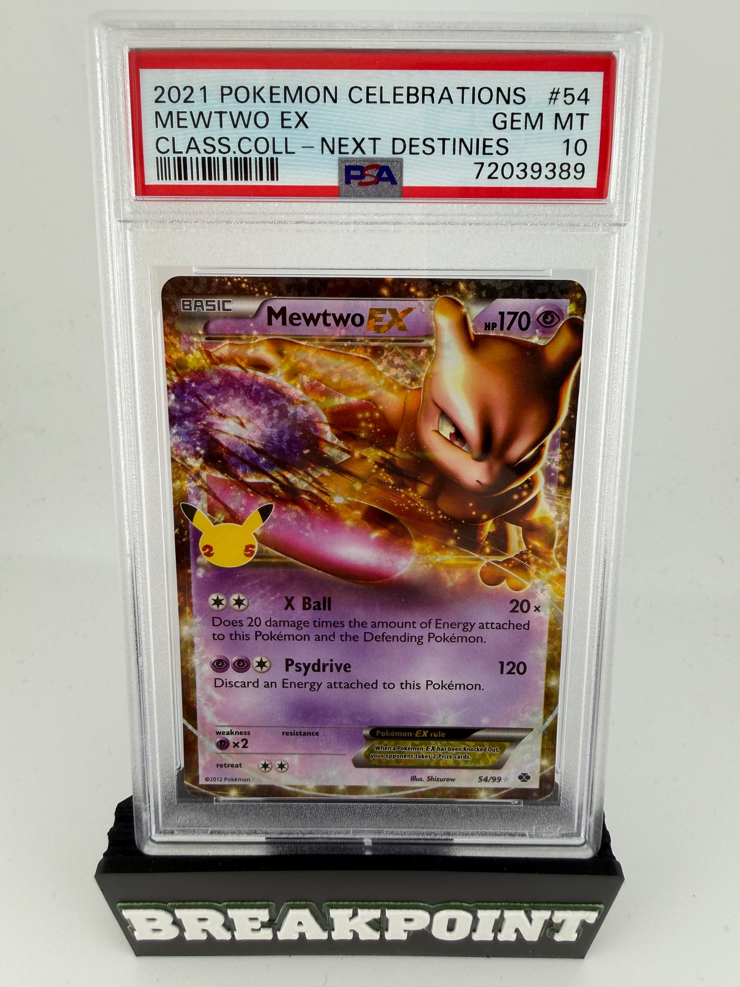 2021 POKEMON CELEBRATIONS MEWTWO EX CLASS.COLL NEXT DESTINIES #54 PSA GEM MINT 10