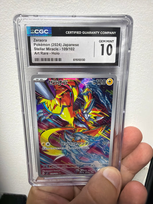 ZERAORA POKEMON 2024 JAPANESE STELLAR MIRACLE - 109/102 ART RARE - HOLO CGC GEM MINT 10