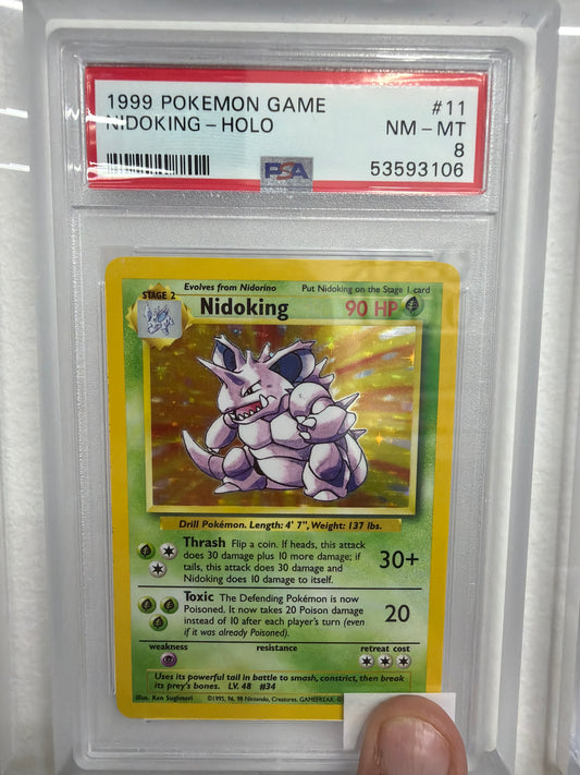 1999 POKEMON GAME NIDOKING - #11 HOLO PSA MINT 8