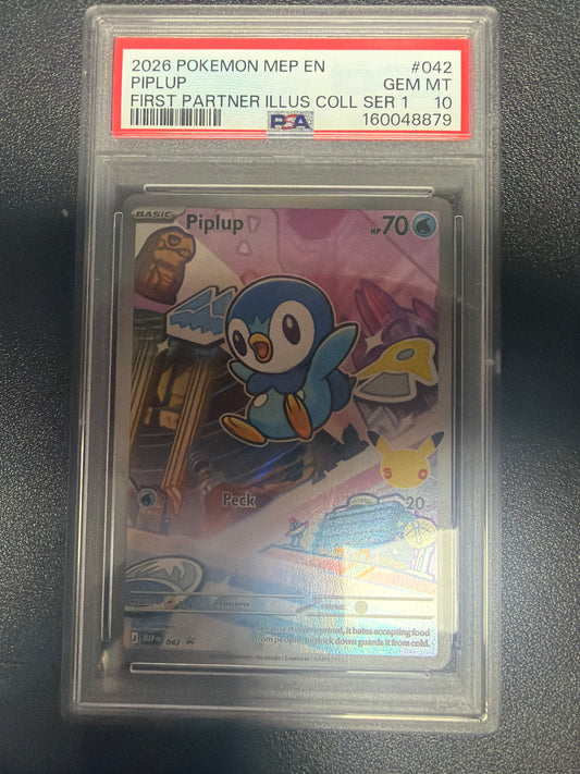 2026 POKEMON MEP EN PIPLUP FIRST PARTNER ILLUS COLL SER 1 #042 PSA GEM MINT 10