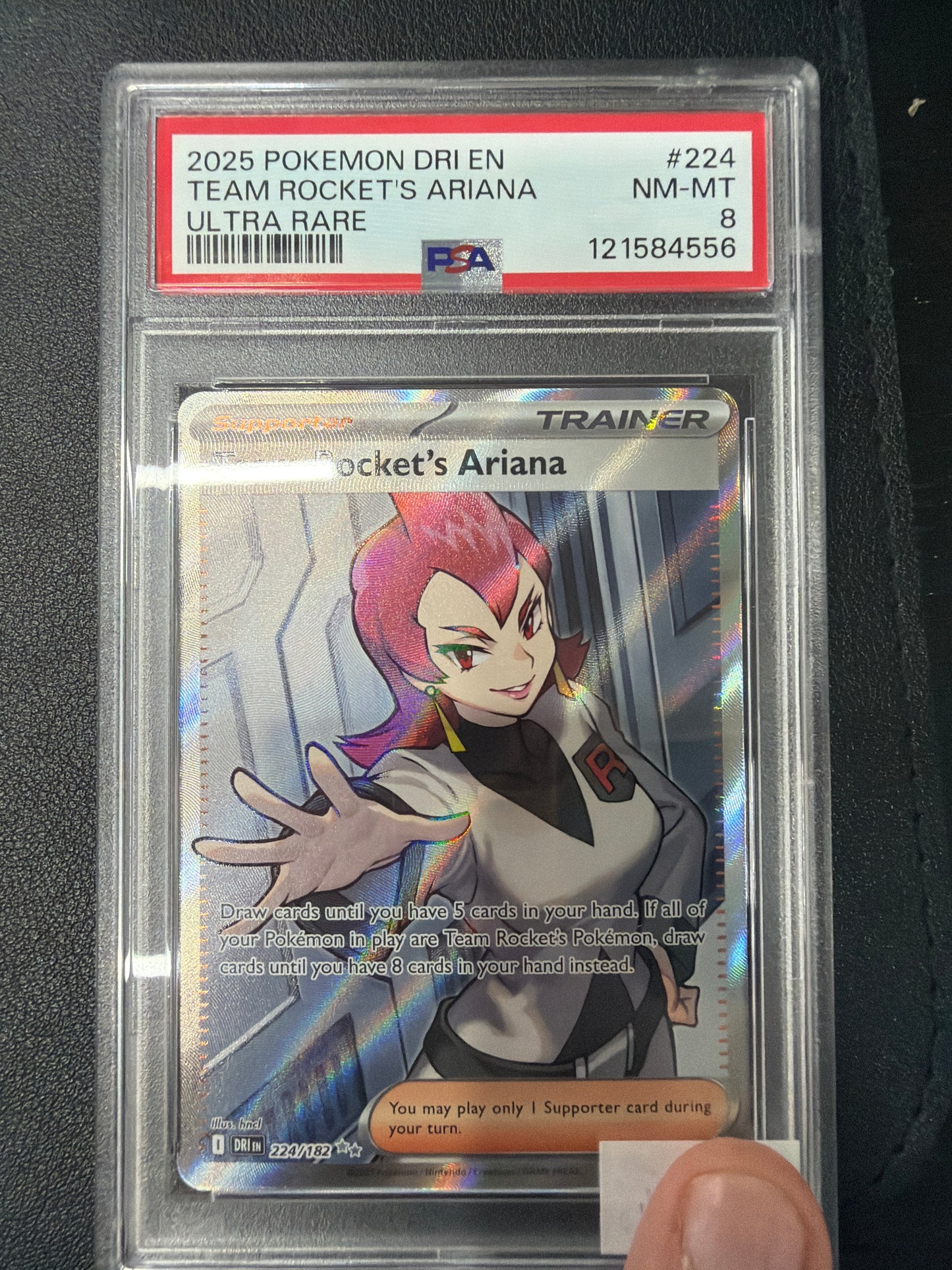2025 POKEMON DRI EN TEAM ROCKET ARIANA ULTRA RARE PSA NEAR MINT 8