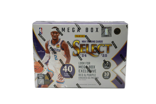 2024-25 Panini Select Basketball Mega Box – 40 Cards, Exclusive Red & Purple Cracked Ice Prizms