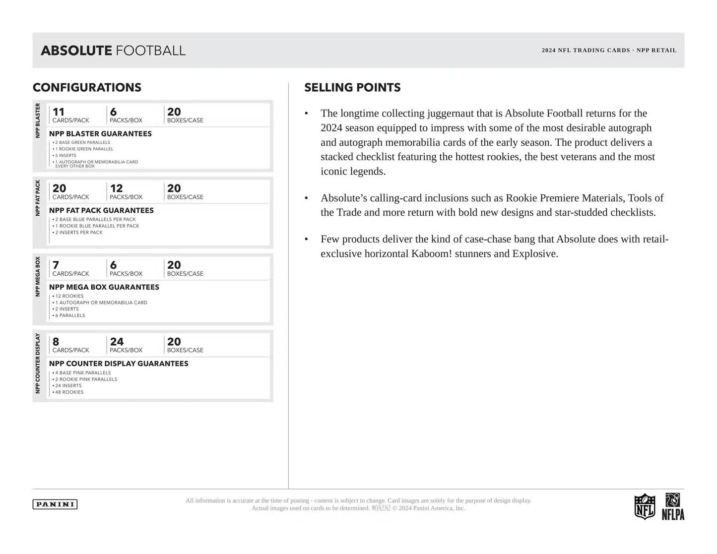 2024 Panini Absolute Football Jumbo Value Pack