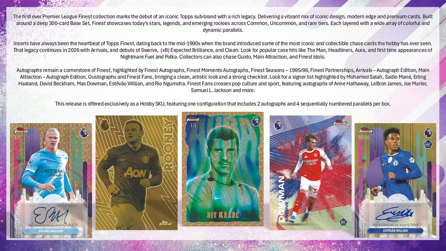 2025/26 Topps Finest Premier League EPL Soccer Hobby Box