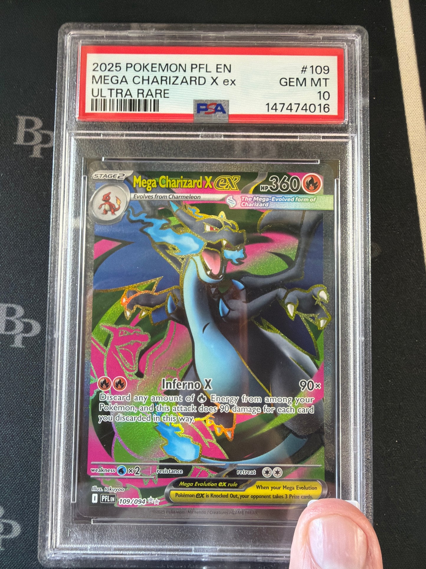 2025 POKEMON PFL EN MEGA CHARIZARD X ex ULTRA RARE #109 GEM MINT 10