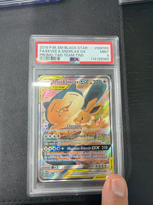 2019 P.M. SM BLACK STAR FA/EEVEE & SNORLAX GX PROMO #SM169 PSA MINT 9