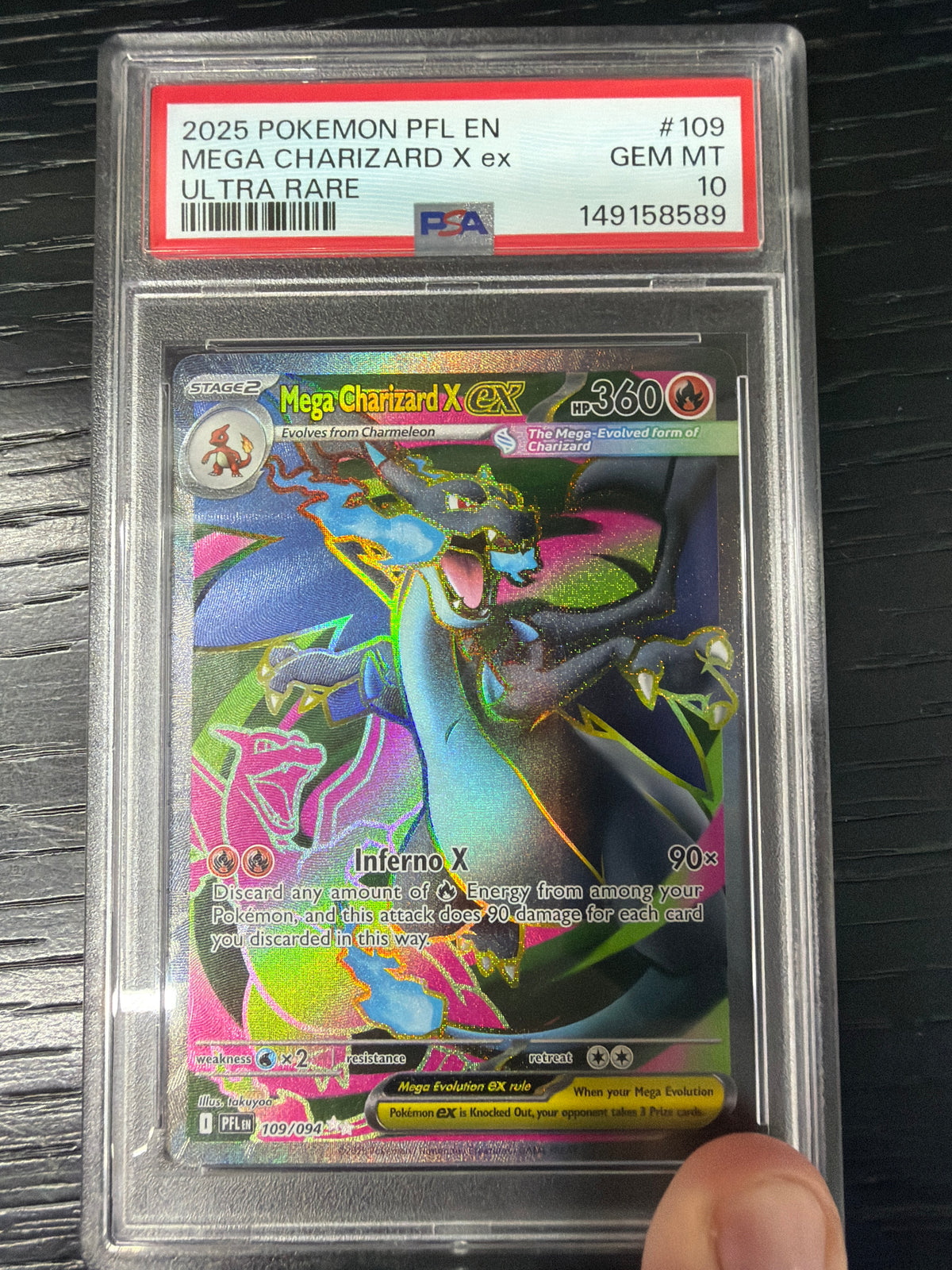 2025 POKEMON PFL EN MEGA CHARIZARD X EX ULTRA RARE #109 PSA GEM MINT 10