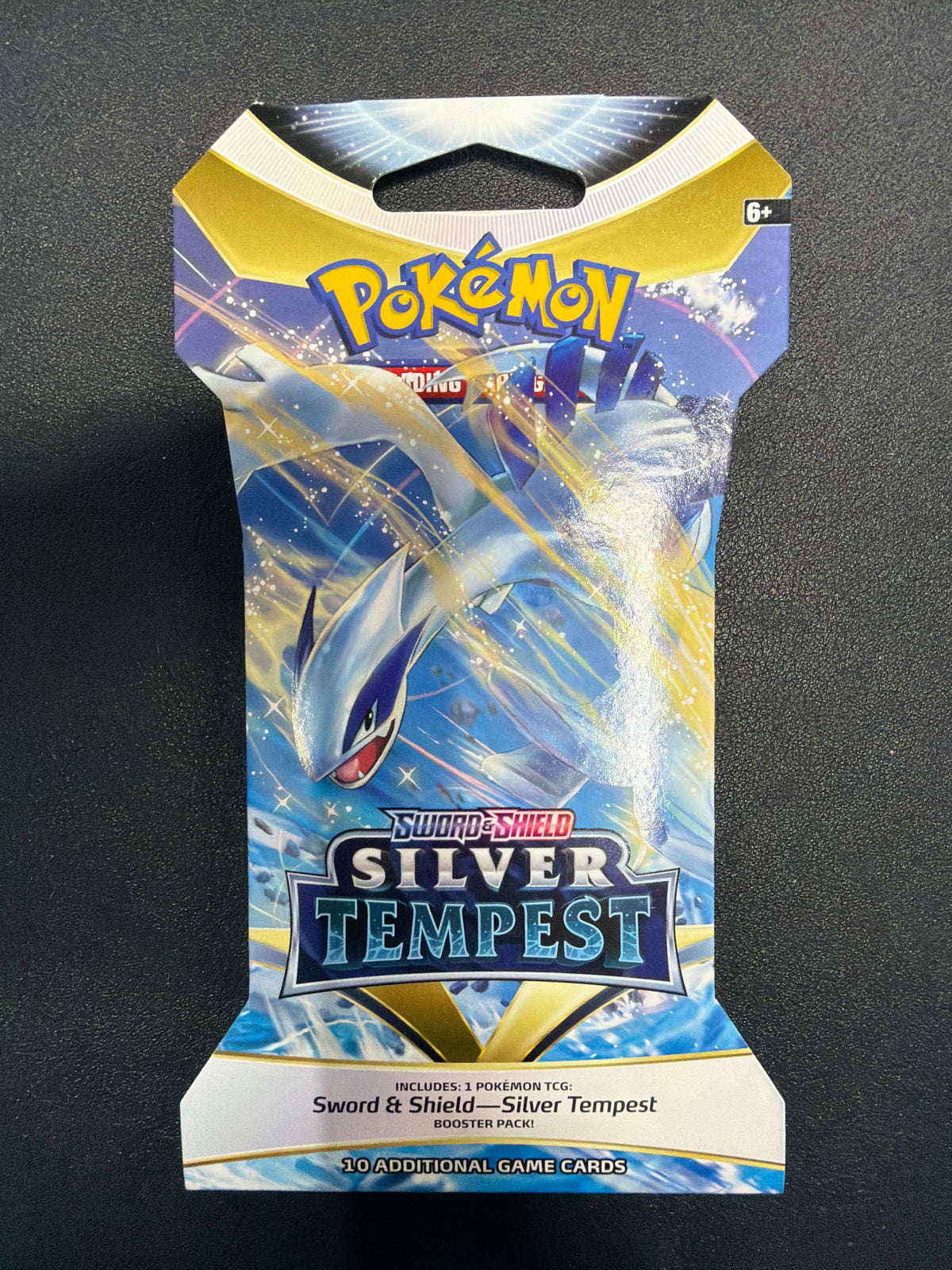 Front of Pokémon Sword & Shield—Silver Tempest single sleeved booster pack with Lugia artwork
