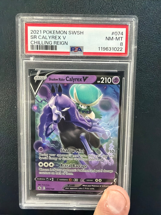 2021 POKEMON SWSH SR CALYREX V CHILLING REIGN #074 PSA MINT 8