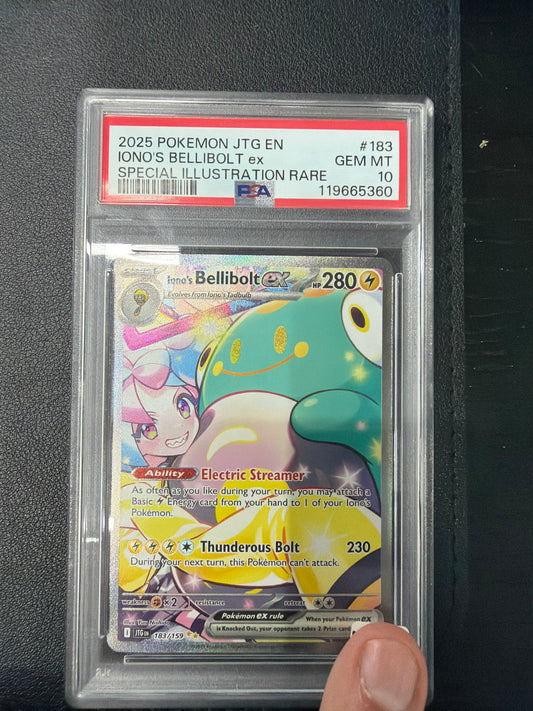 2025 POKEMON JTG EN IONO'S BELLIBOLT EX SPECIAL ILLUSTRATION RARE #183 PSA GEM MINT 10