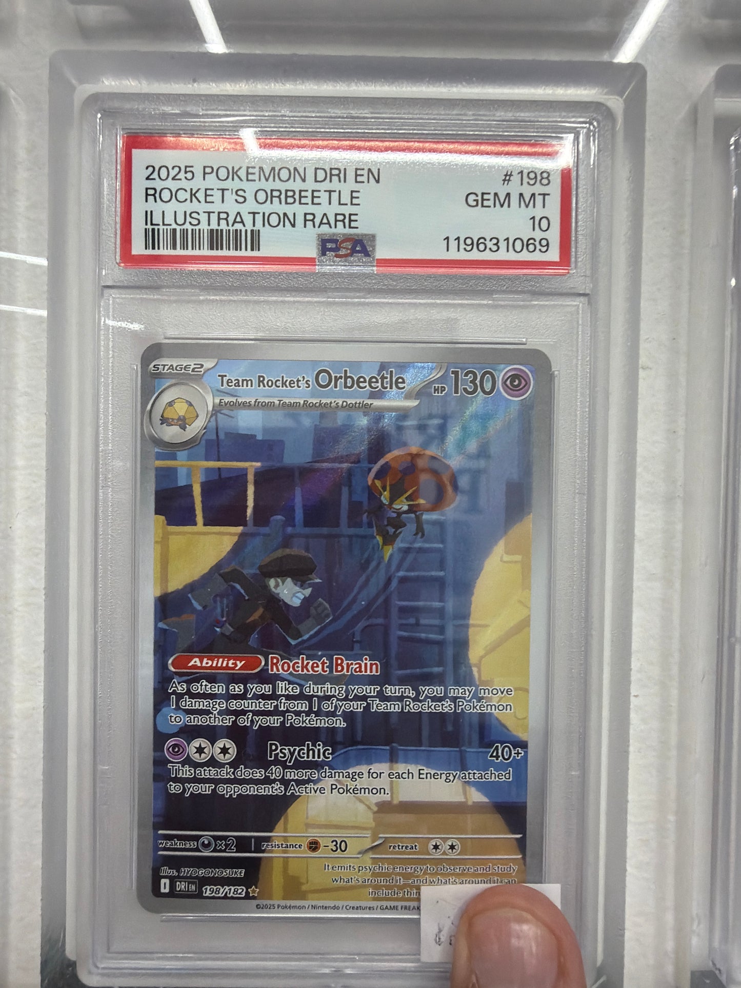 2025 POKEMON DRI EN ROCKETS ORBEETLE ILLUSTRATION RARE #198 PSA GEM MINT 10
