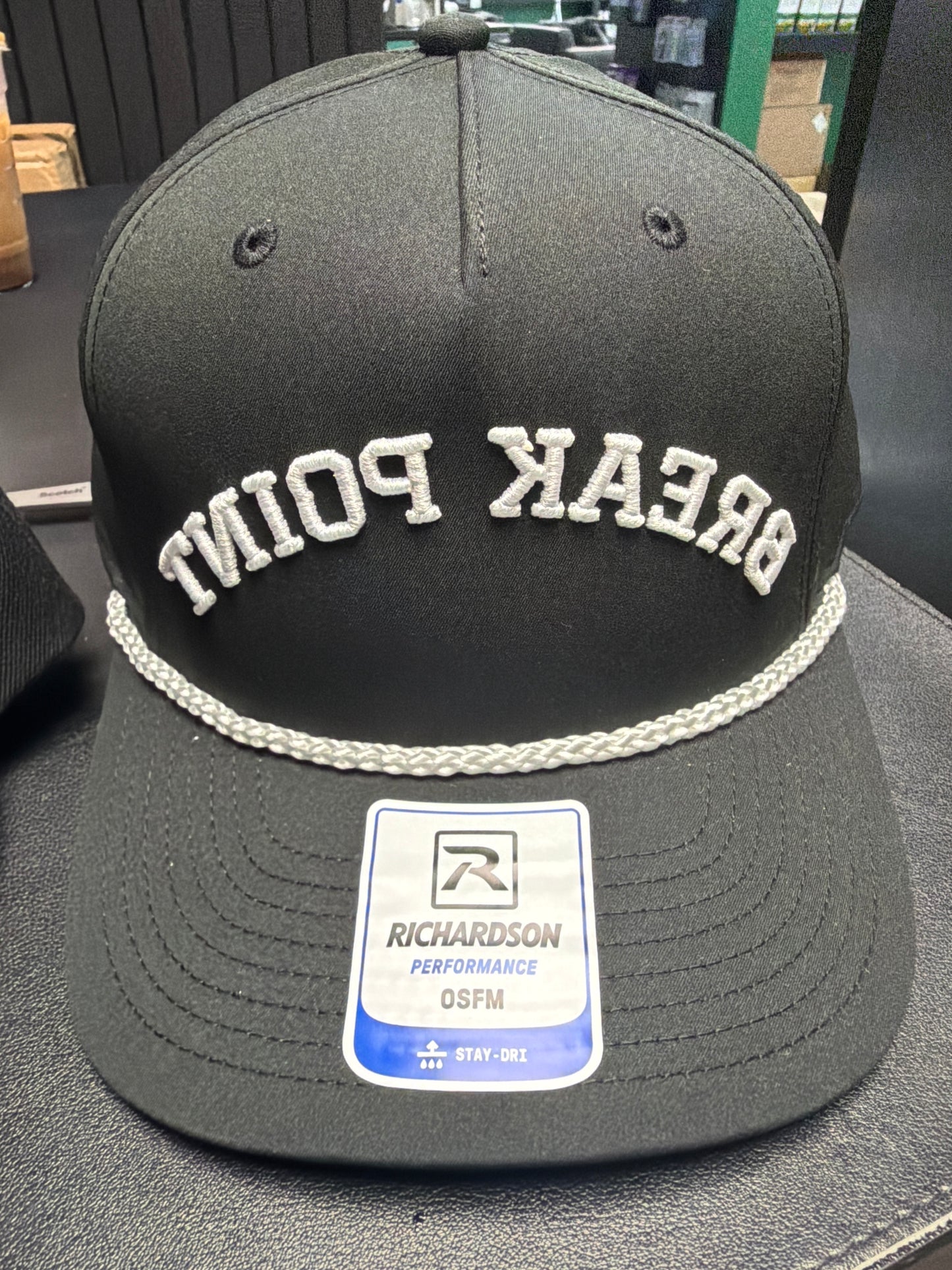 Backwards Break Point Richardson Rope Hat Black With White