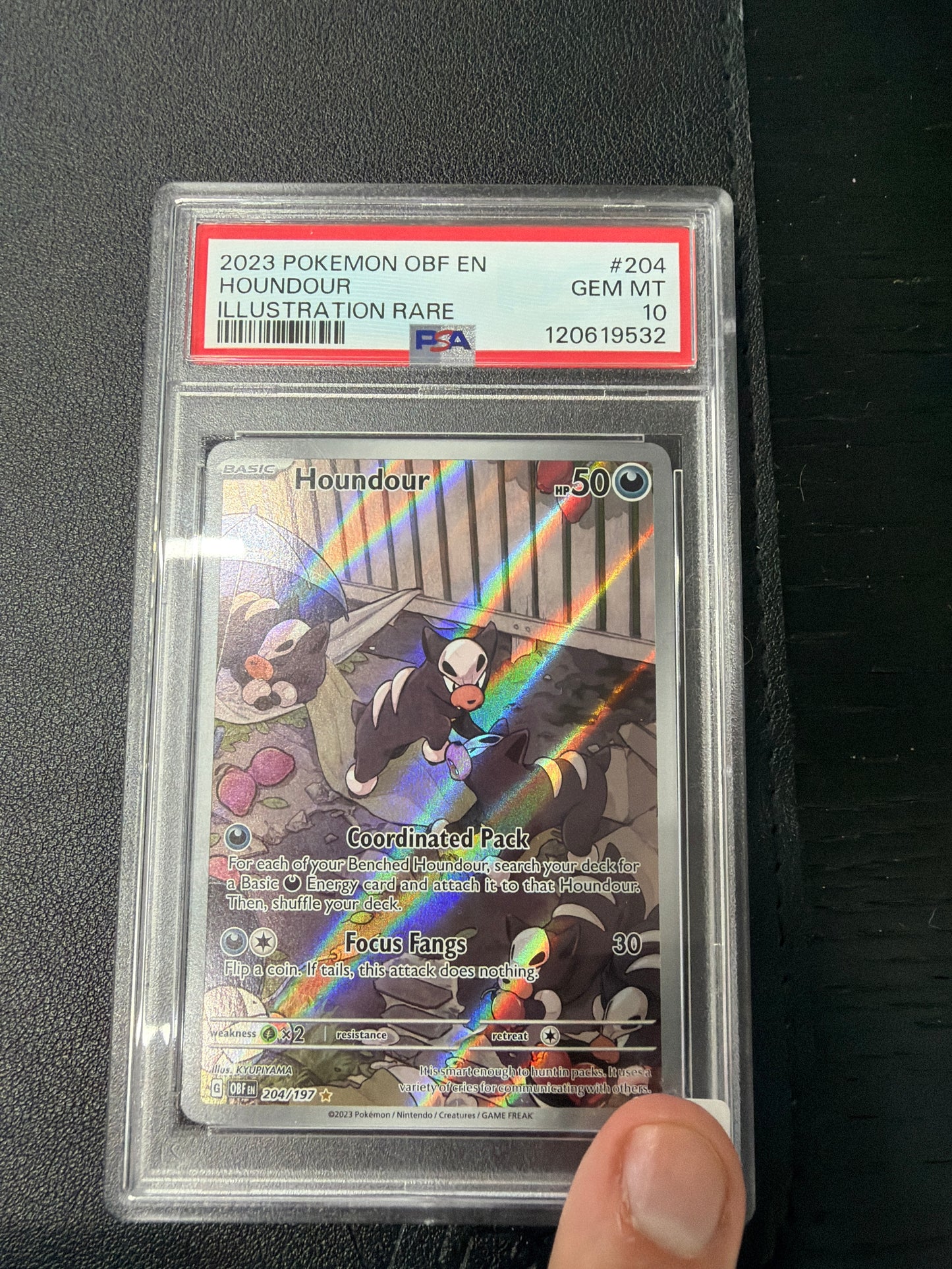 2023 POKEMON HOUNDOUR OBF EN ILLUSTRATION RARE #204 PSA GEM MINT 10