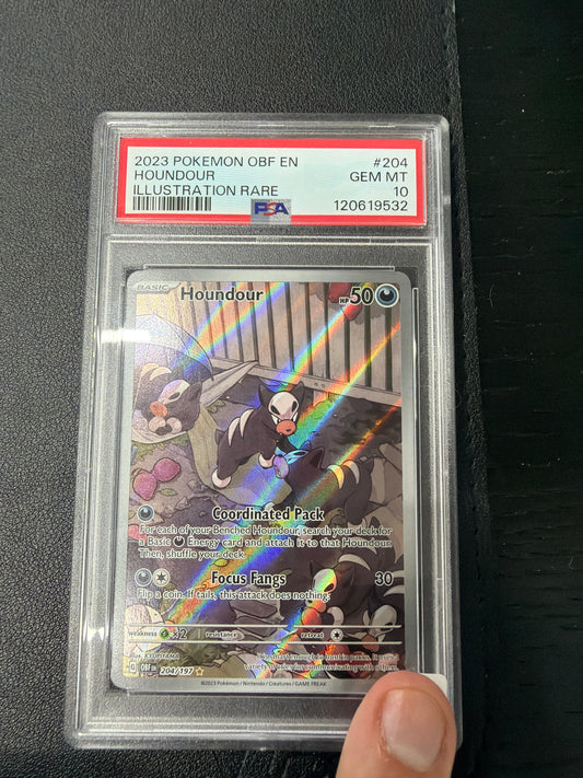 2023 POKEMON HOUNDOUR OBF EN ILLUSTRATION RARE #204 PSA GEM MINT 10
