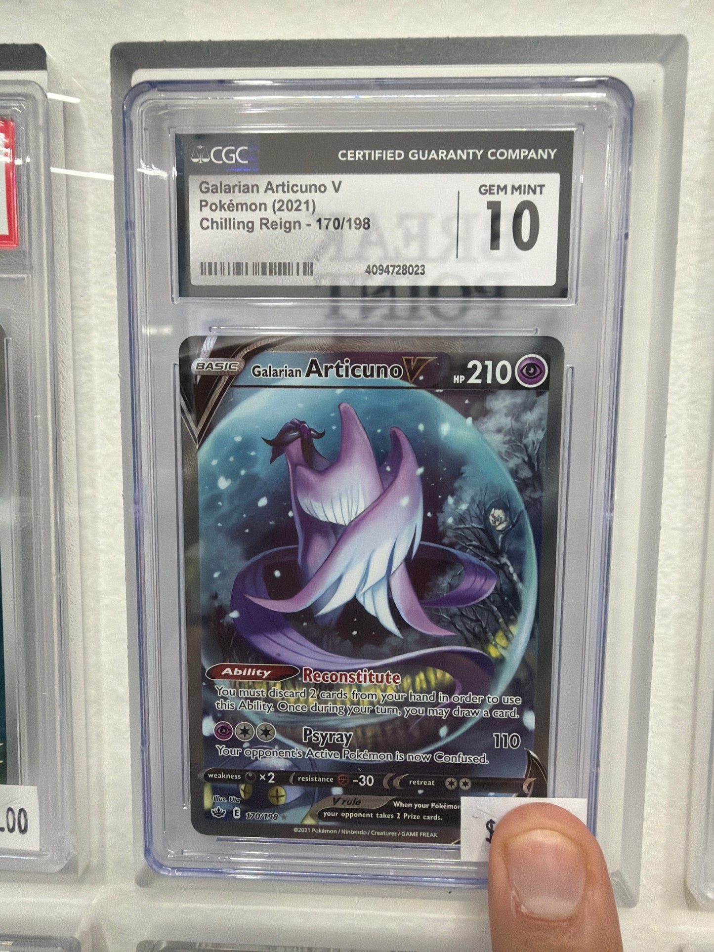 GALARIAN ARTICUNO V POKEMON 2021 CHILLING REIGN #170/198 CGC GEM MINT 10