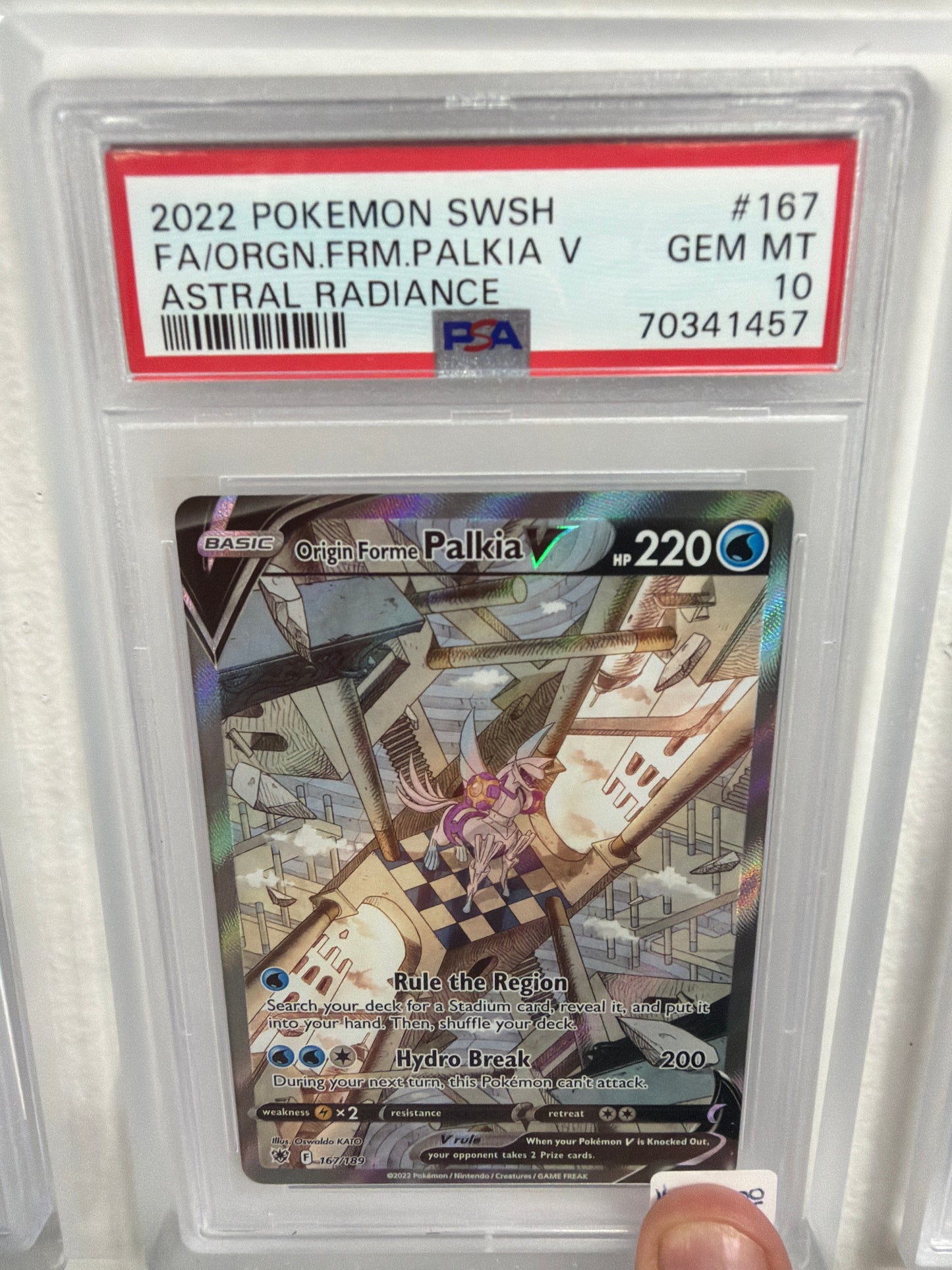2022 PALKIA V POKEMON SWSG FA/ORGN.FRM ASTRAL RADIANCE #167 GEM MINT 10