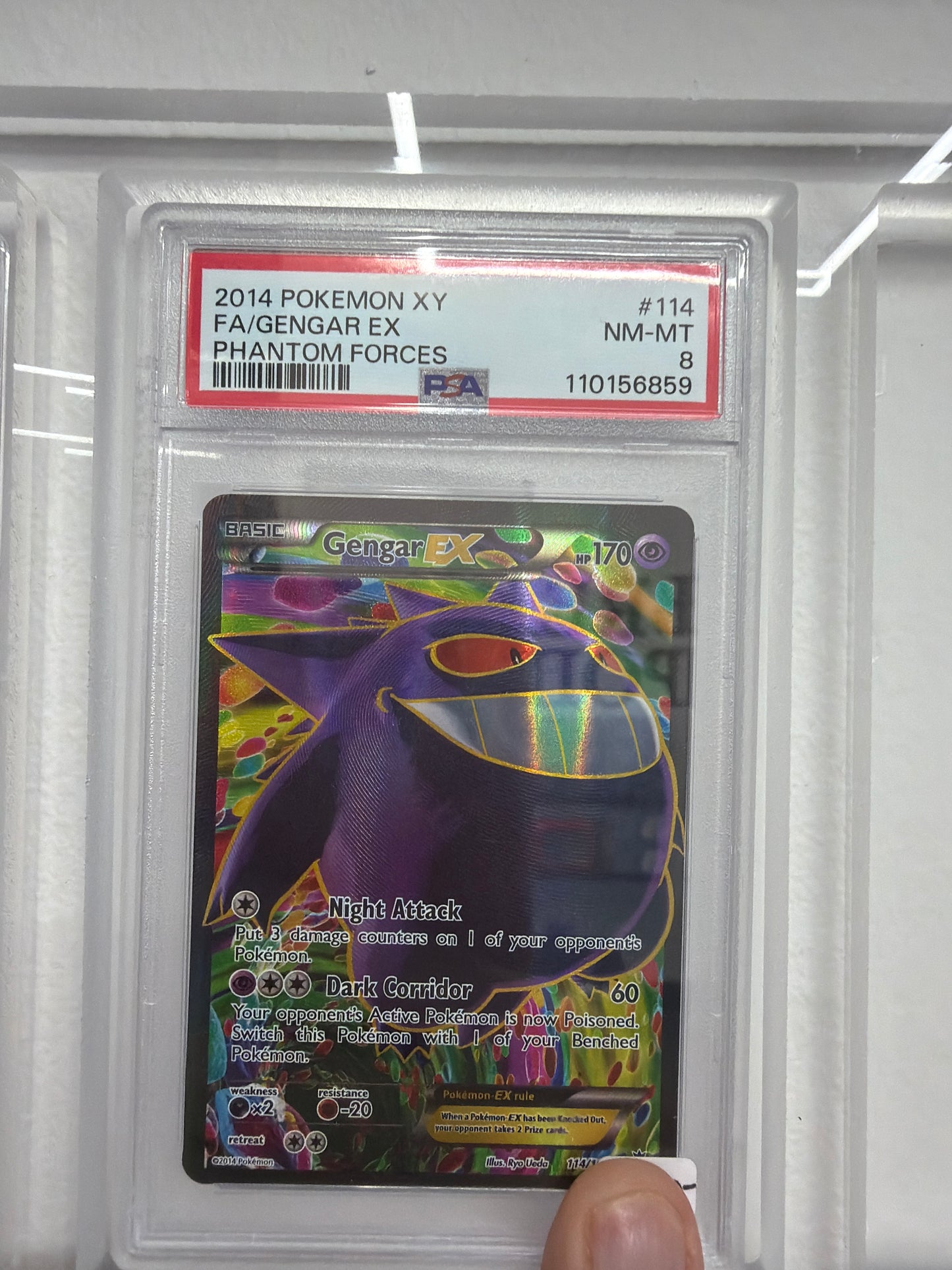 2014 POKEMON XY FA/GENGAR EX PHANTOM FORCES #114 PSA MINT 8